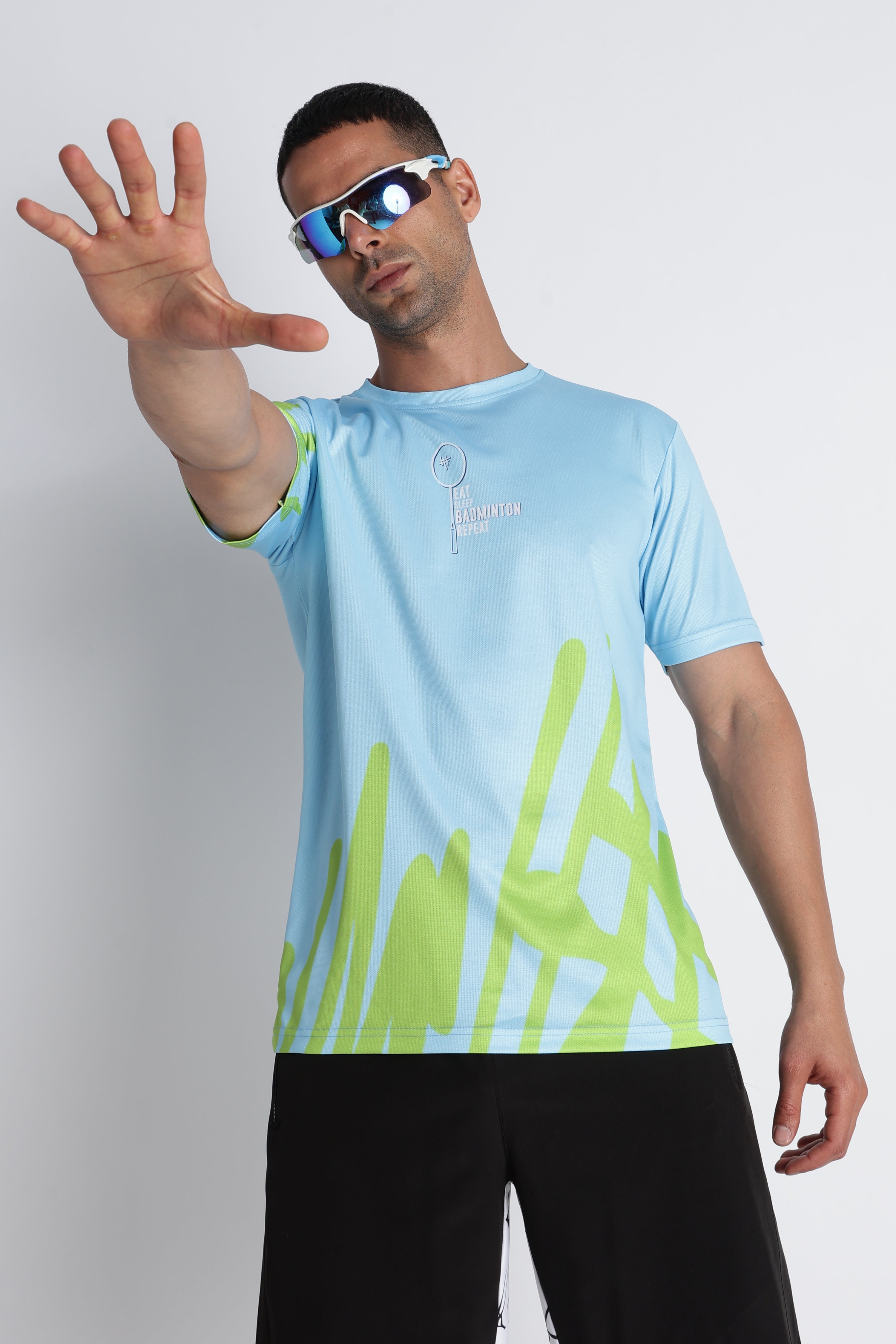 XTEX Abstract pattern sky Blue Badminton Jersey - UV protected