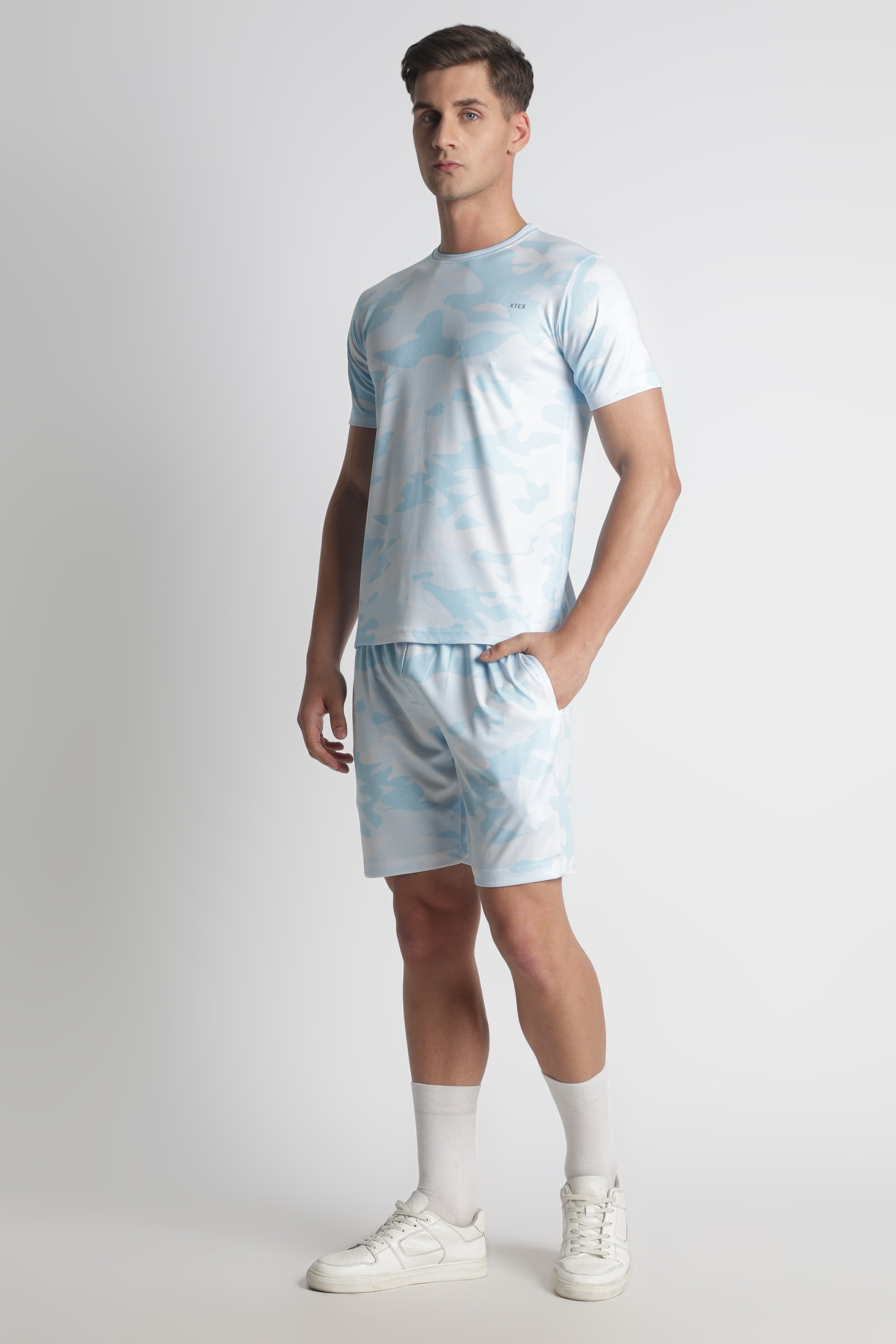 Light Blue Camo Activewear Set – Moisture-Wicking