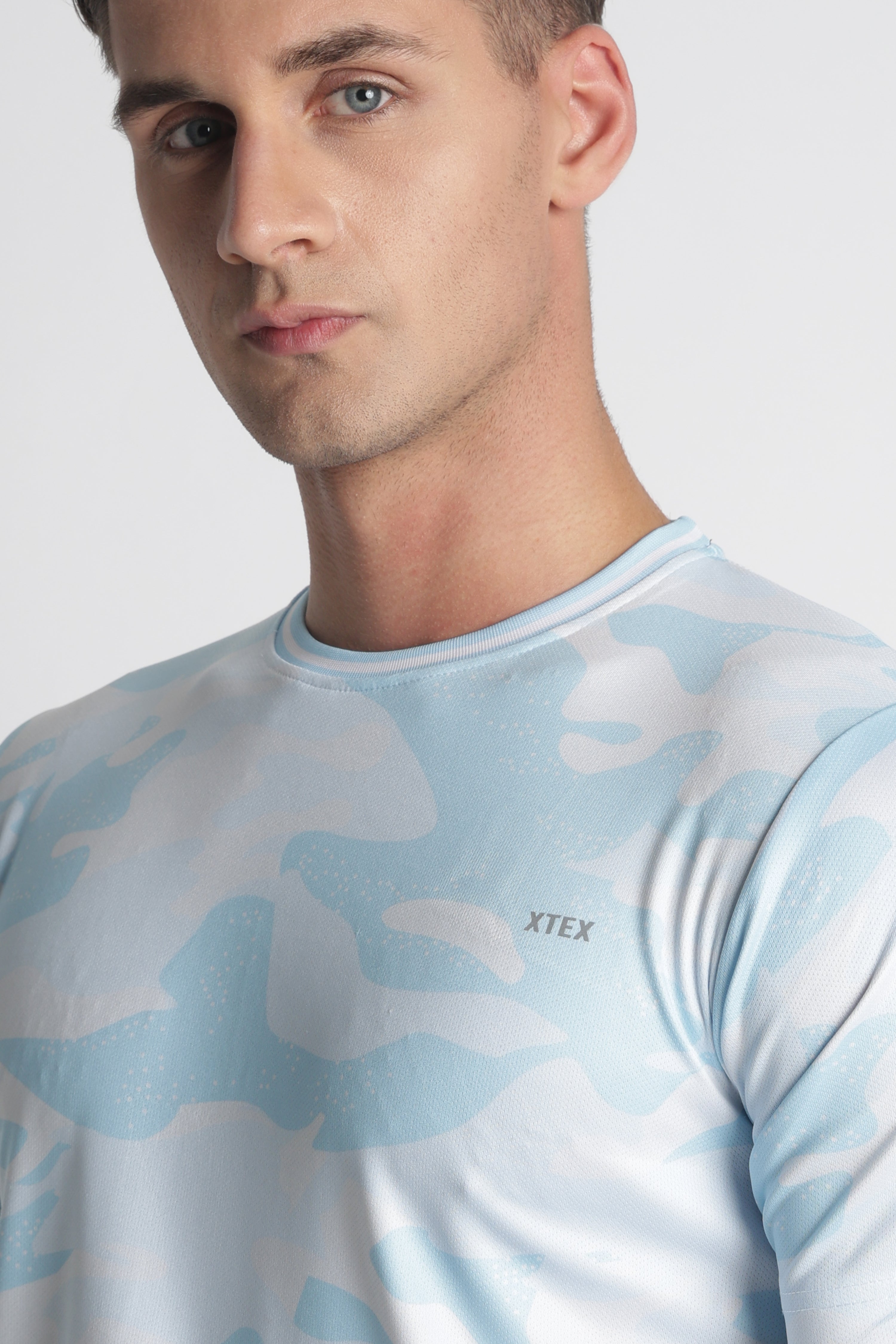 Light Blue Camo Activewear Set – Moisture-Wicking