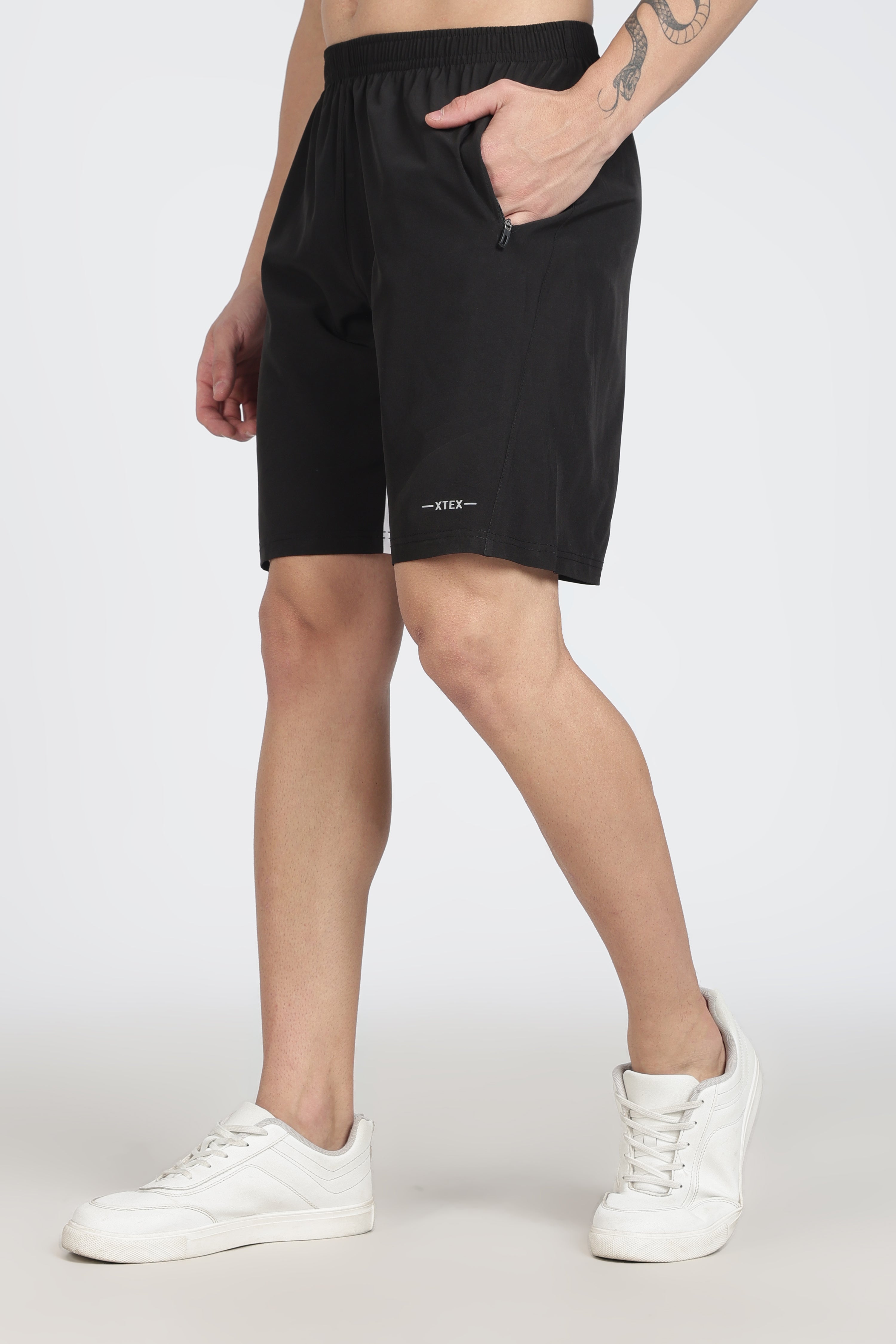 XTEX Black Active Shorts with Zip Pocket – Sporty Casual Wear