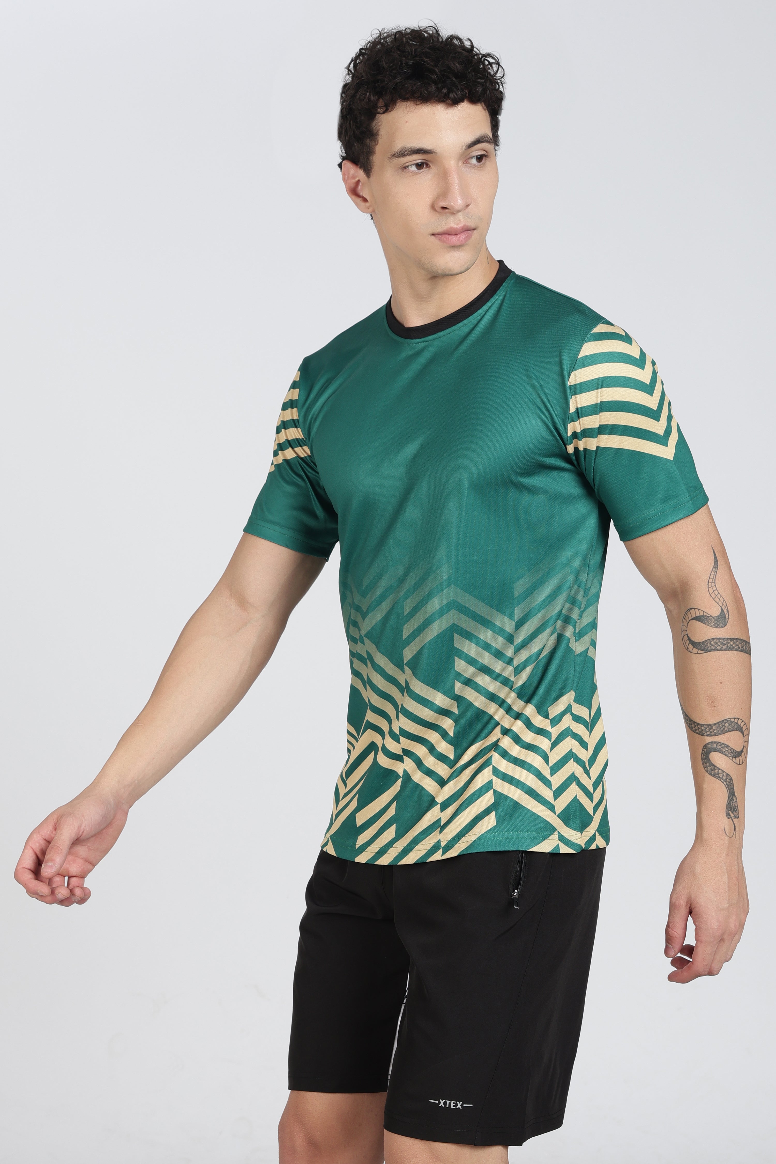 Green Chevron Athletic Tee – Comfort & Style
