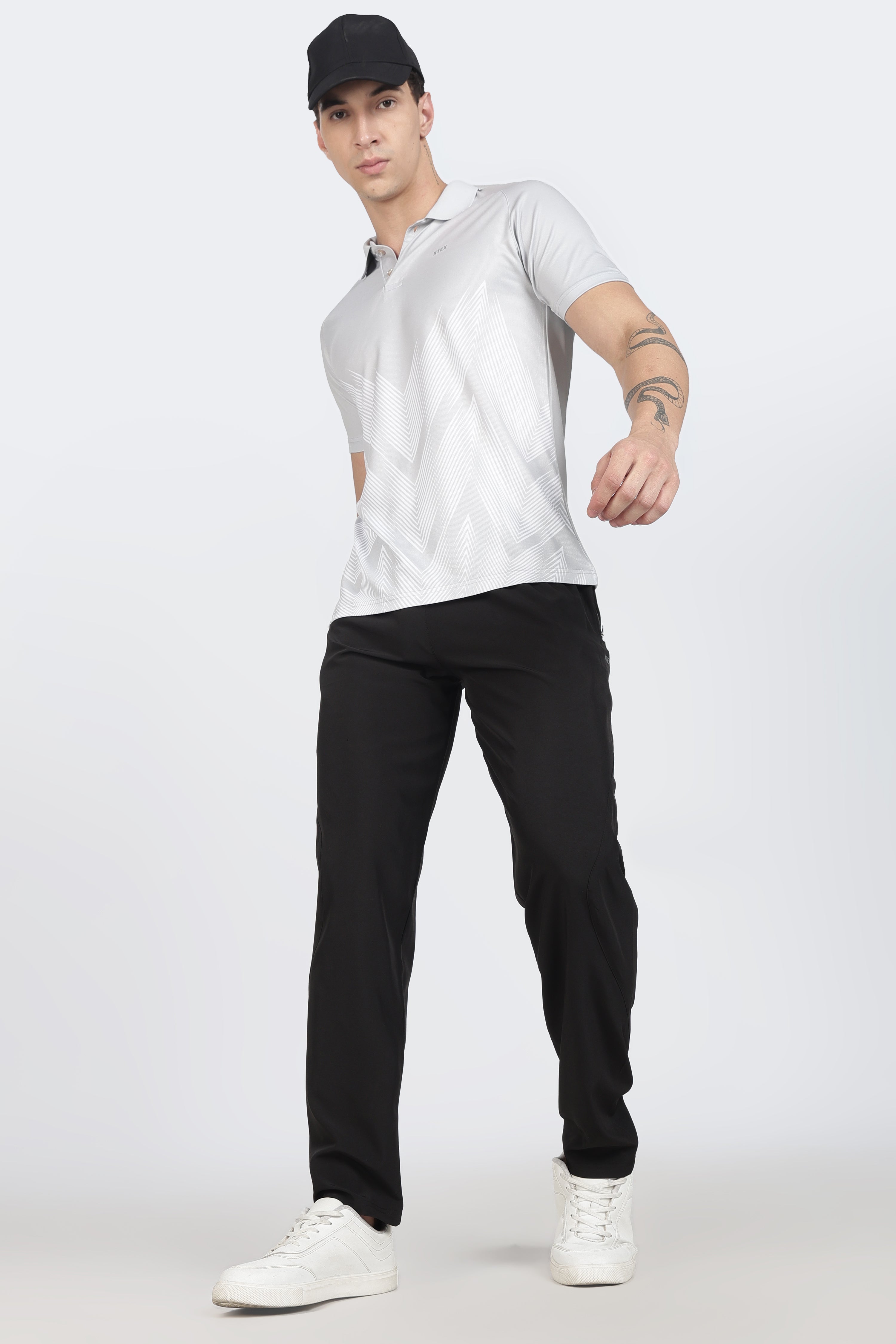 Black Athletic Track Pants – Breathable Elastic Waist Joggers with Zipper Pocket