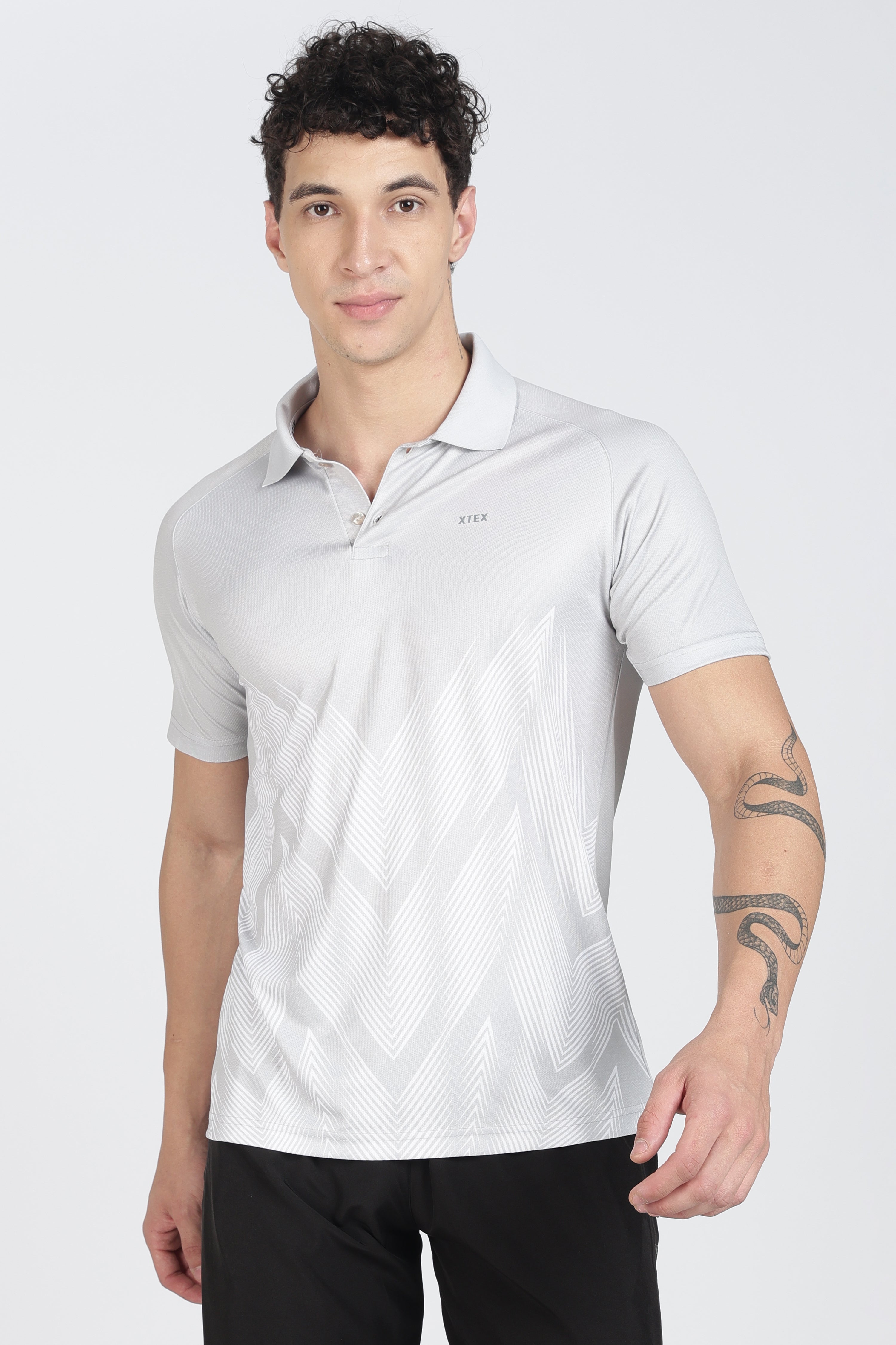 Active-Wear Polo – Breathable Chevron Design for Cricket & Casual Play