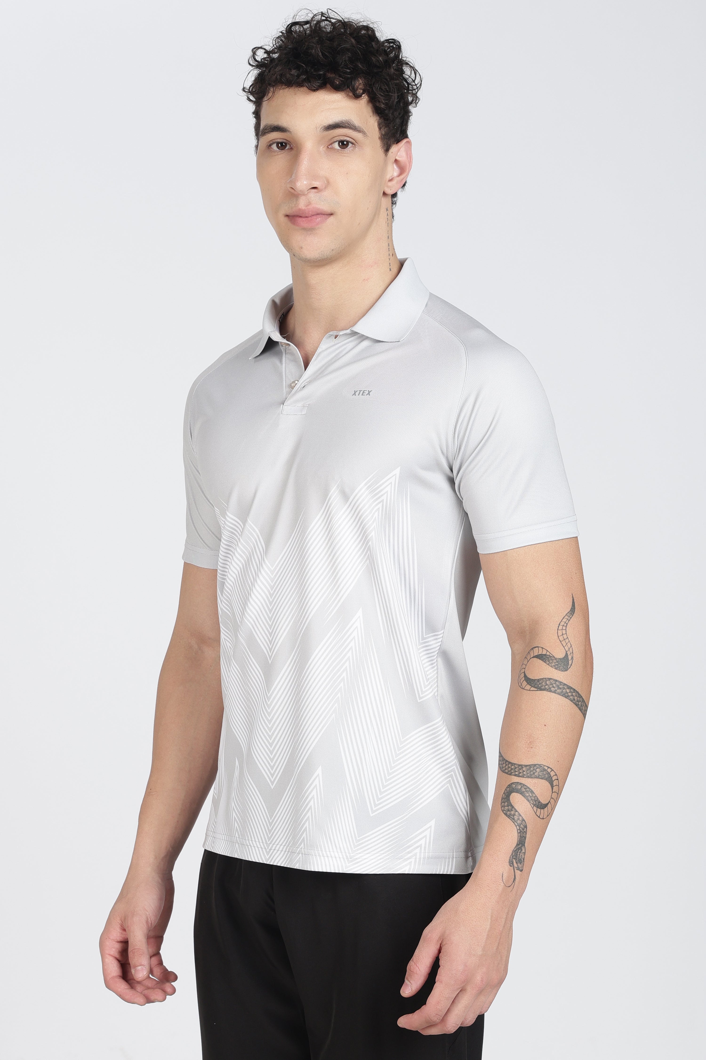 Active-Wear Polo – Breathable Chevron Design for Cricket & Casual Play