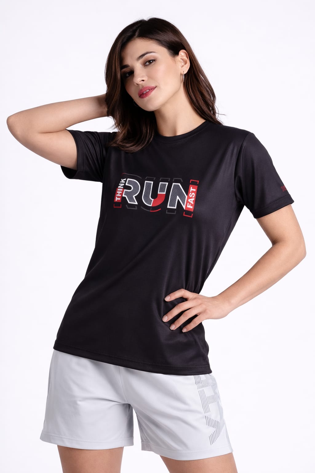Women's XTEX Think Run Fast Jersey | Black Lightweight Moisture-Wicking Running Tee