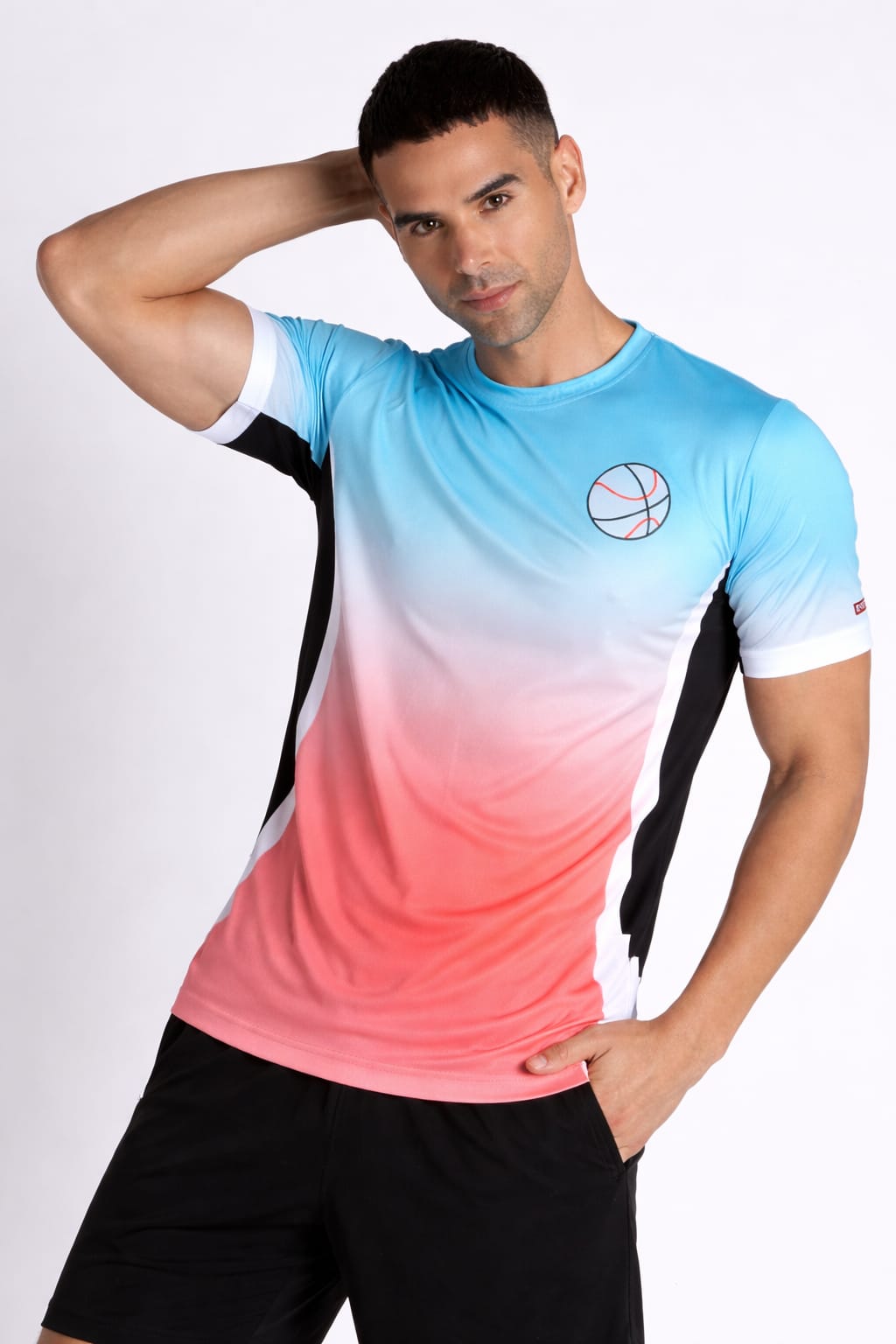 Men's Blue Pink Gradient Basketball Jersey | Lightweight Performance Activewear Tee