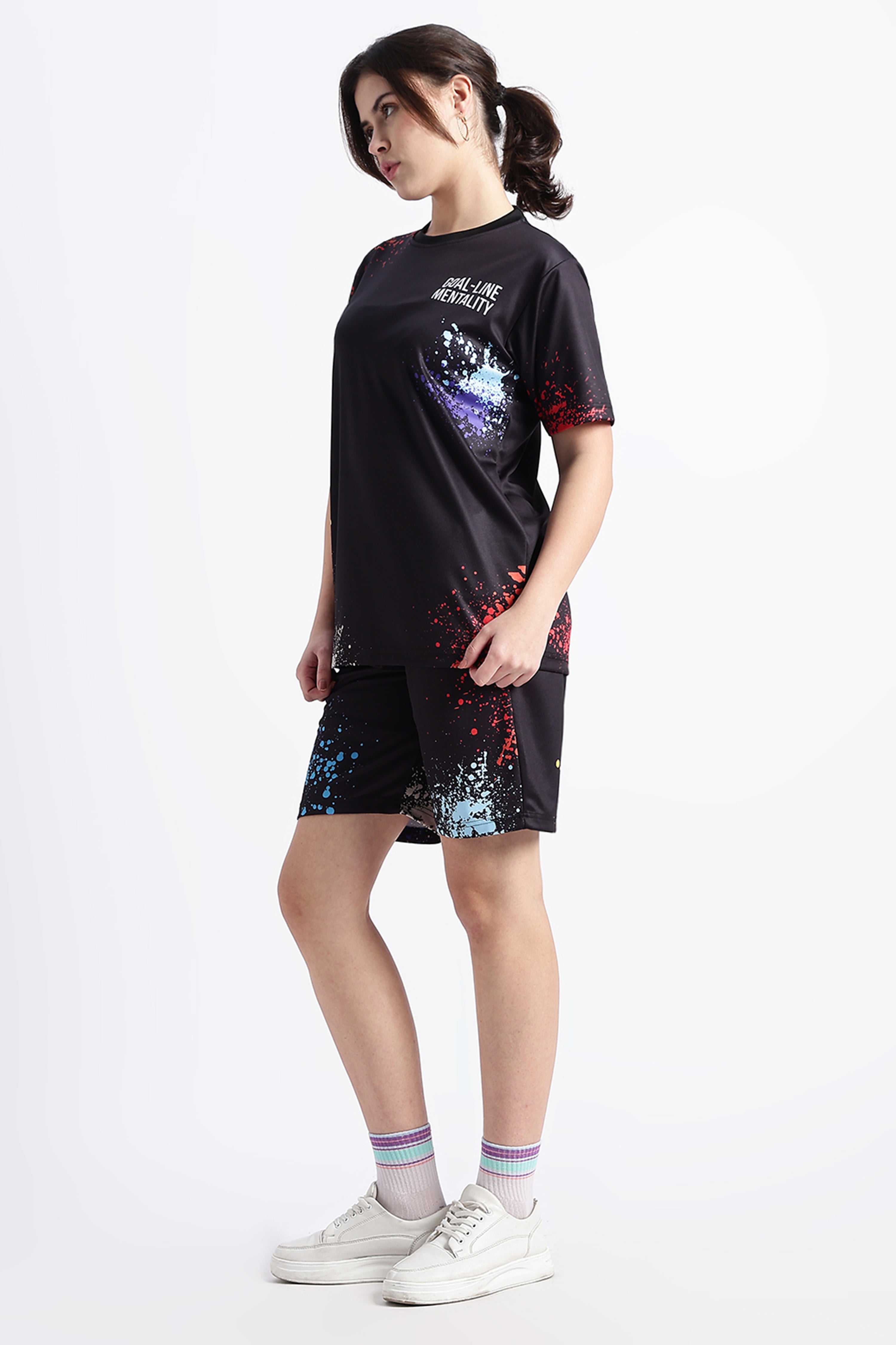 Black Paint Splatter Athletic Tee | Bold Gym Wear
