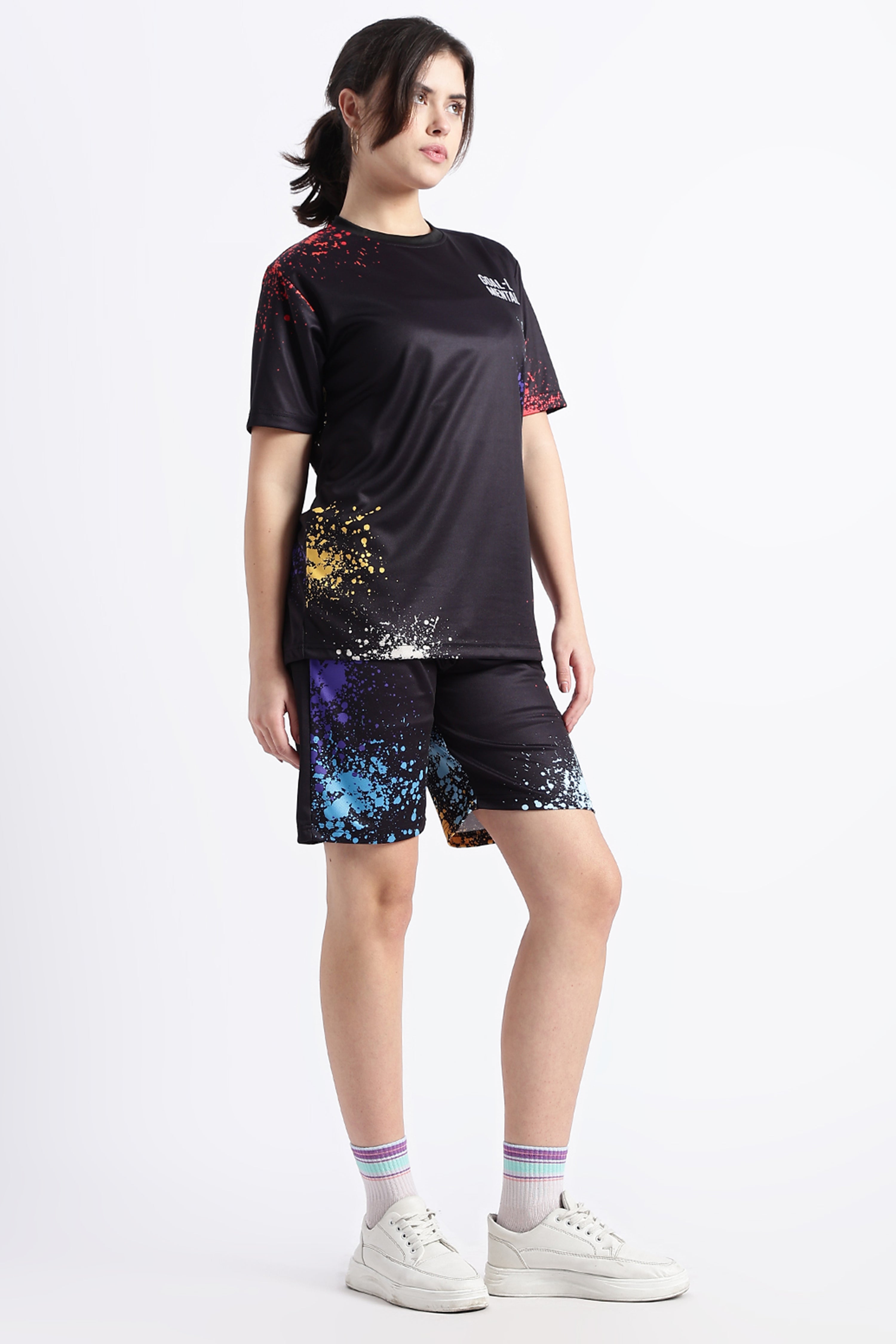 Black Paint Splatter Athletic Tee | Bold Gym Wear