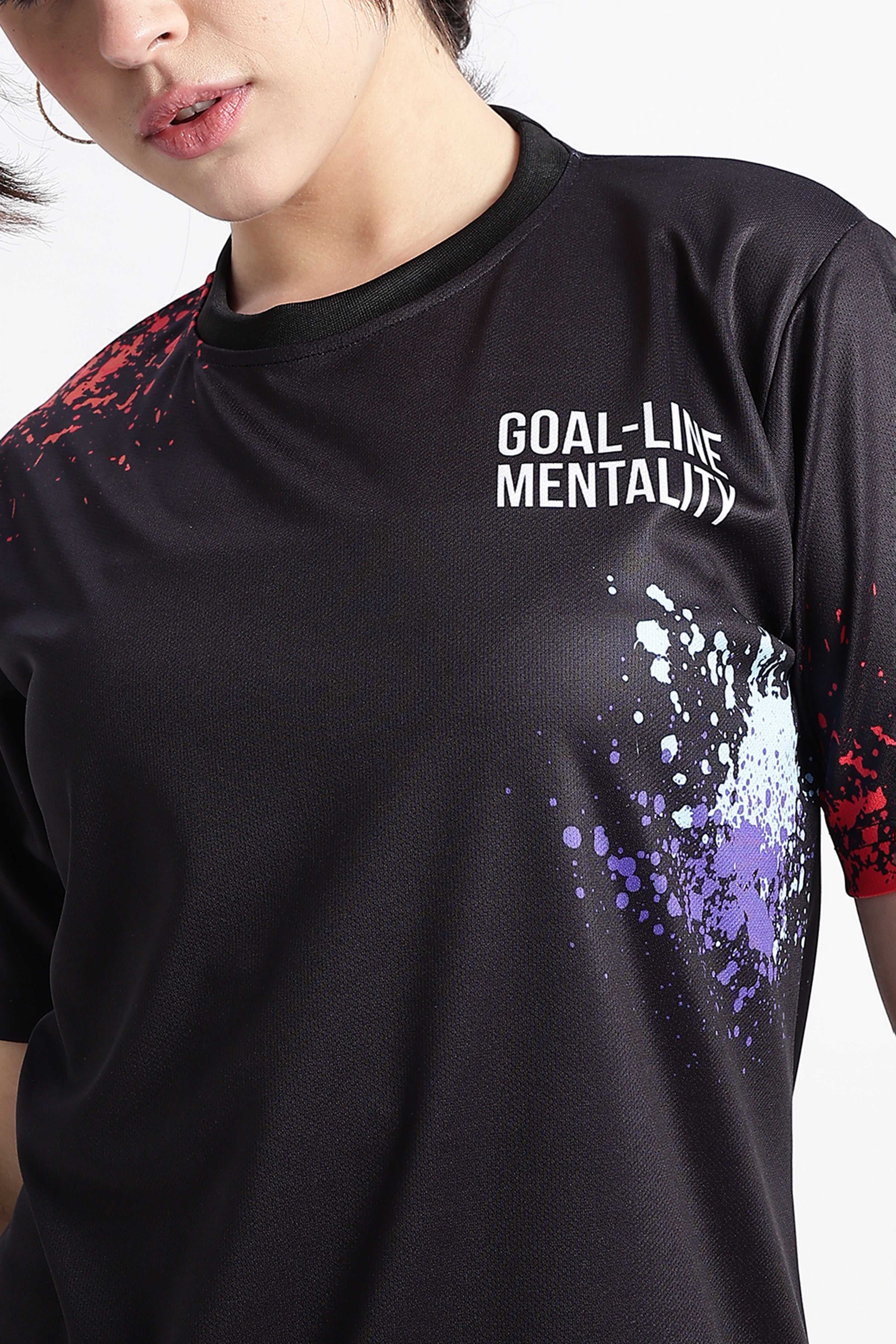 Black Paint Splatter Athletic Tee | Bold Gym Wear