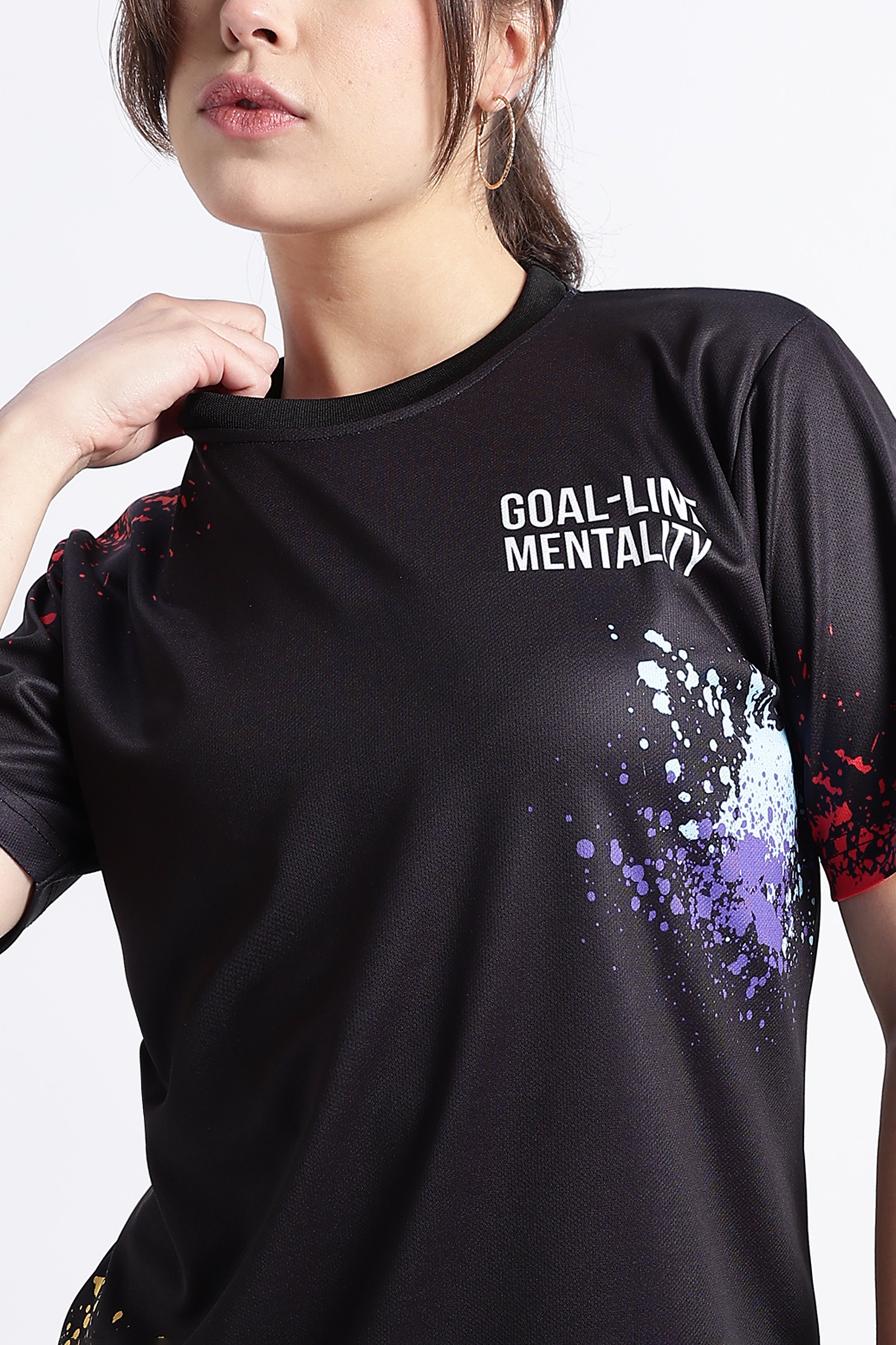 Black Paint Splatter Athletic Tee | Bold Gym Wear