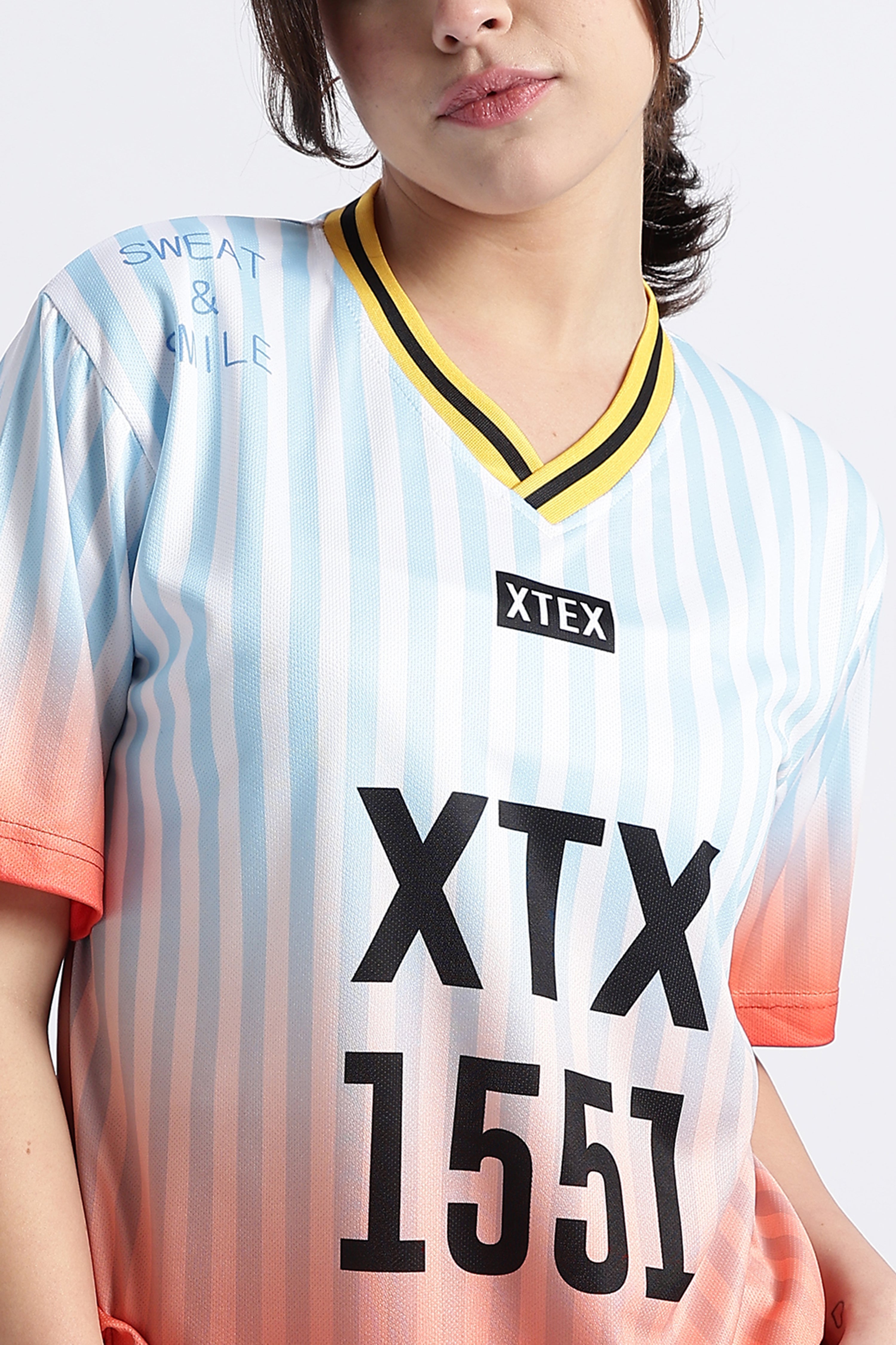 Orange Gradient Striped Athletic Jersey | XTX 1551 Sportswear