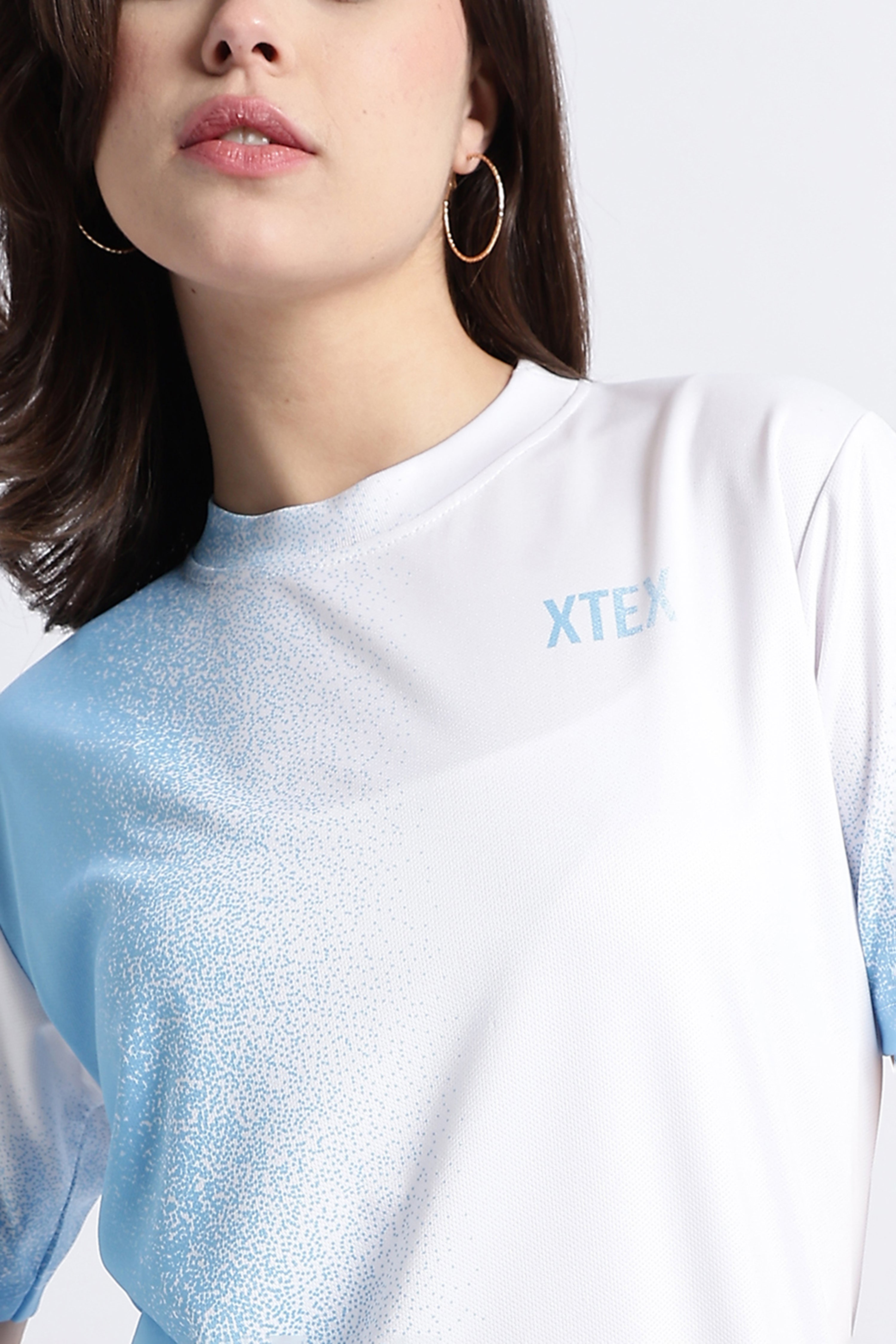 White & Blue Gradient XTEX Athletic Jersey | Lightweight Sportswear Tee