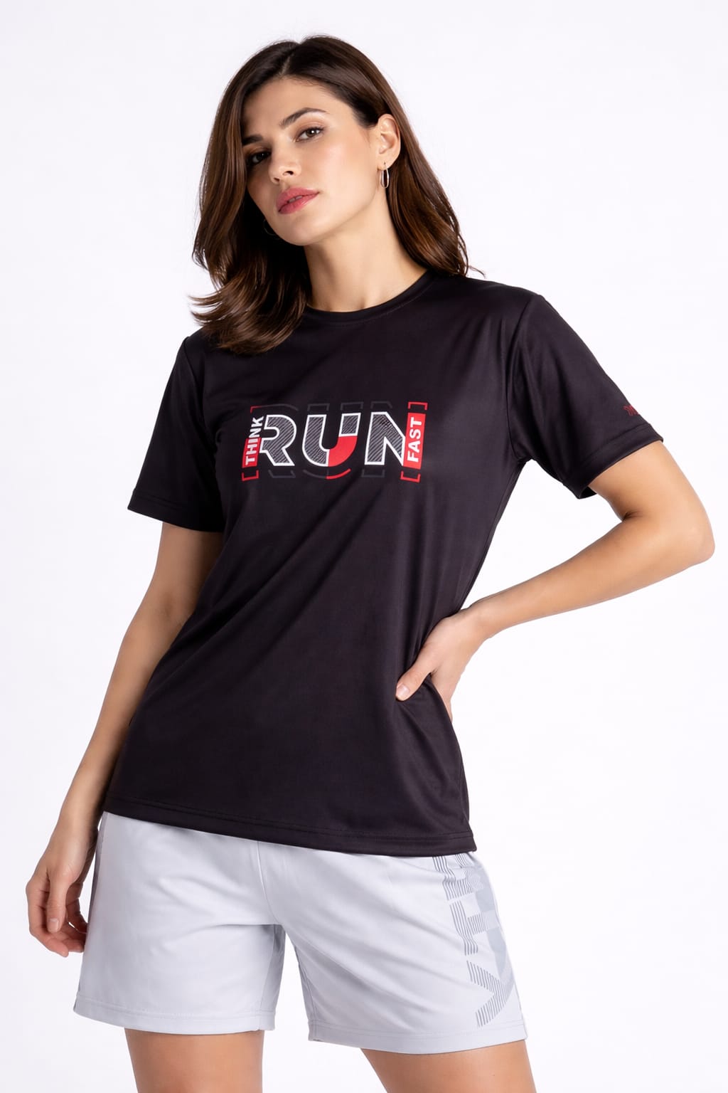 Women's XTEX Think Run Fast Jersey | Black Lightweight Moisture-Wicking Running Tee