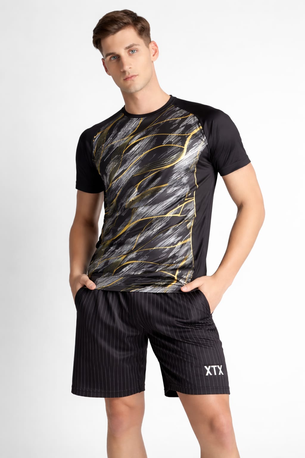 XTEX Abstract Print Jersey | Black Lightweight Moisture-Wicking Sports Tee