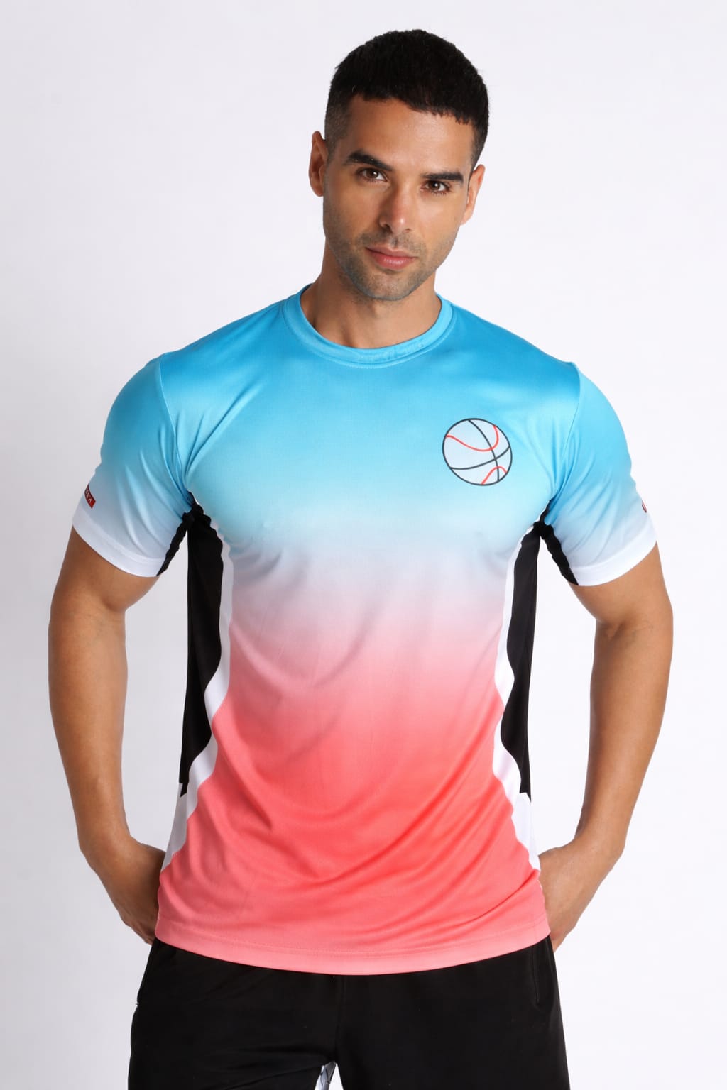 Men's Blue Pink Gradient Basketball Jersey | Lightweight Performance Activewear Tee
