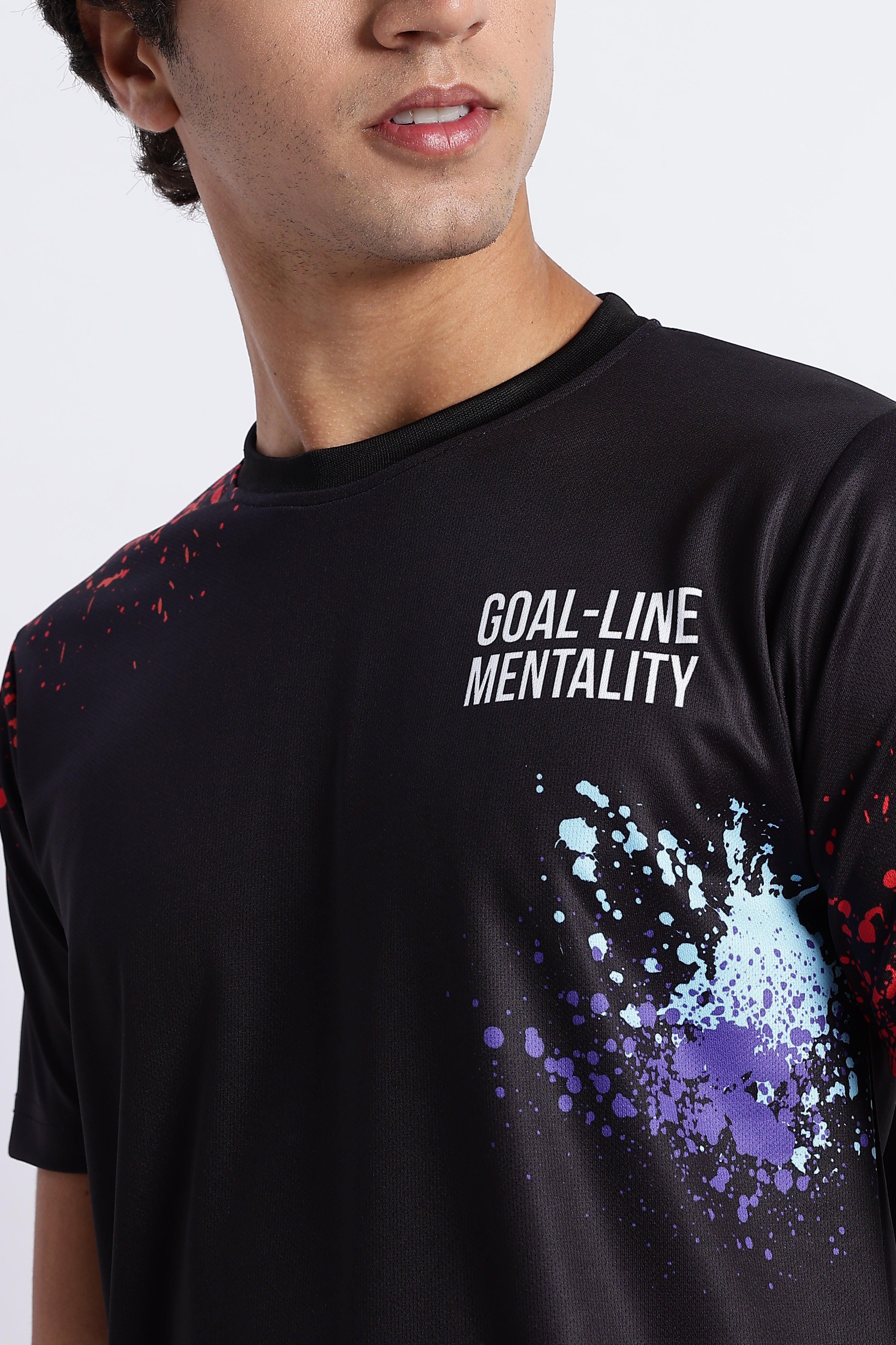 Goal-Line Mentality Activewear Set – Black Paint Splash Tee