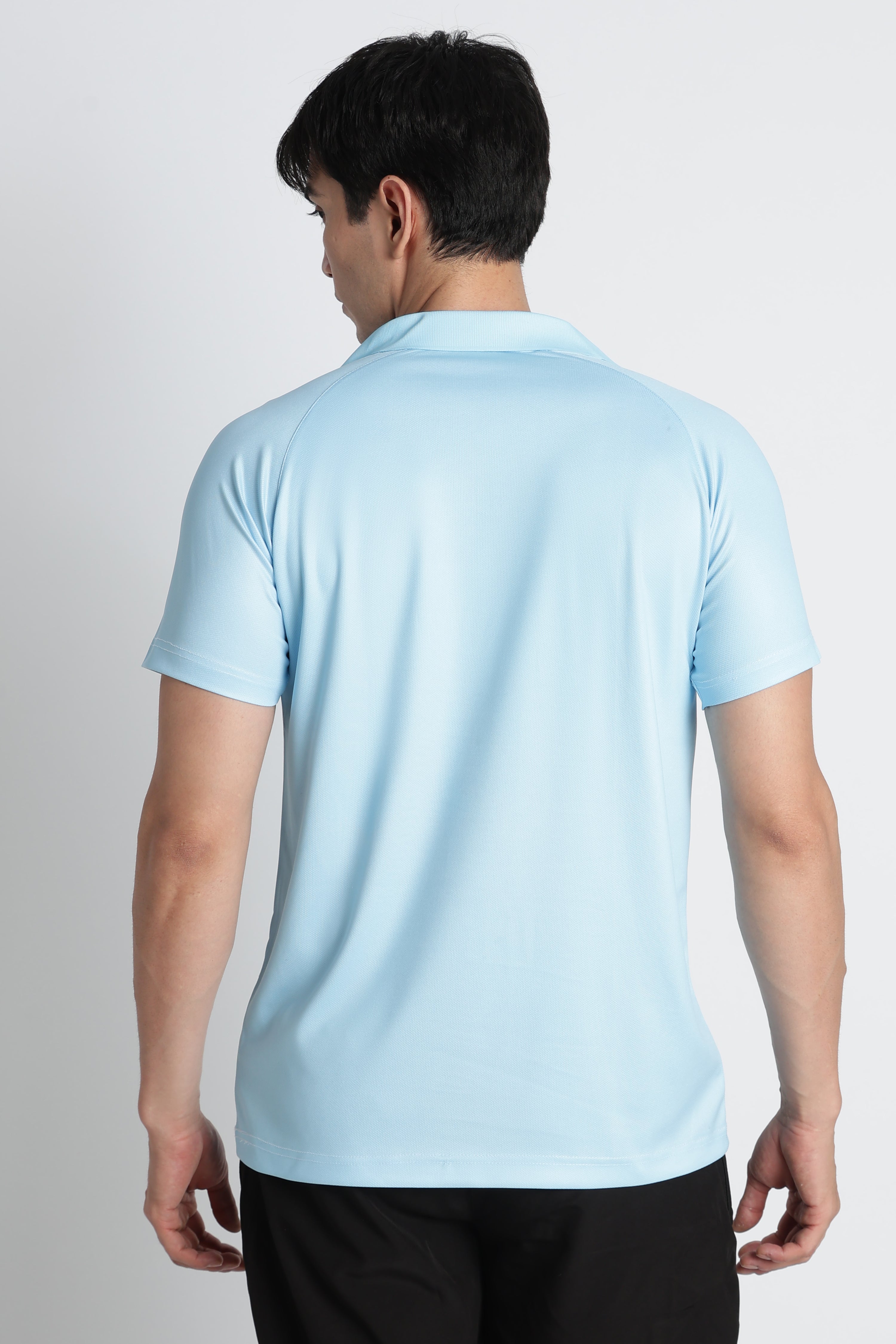 Light Blue Geometric Pattern Activewear Polo