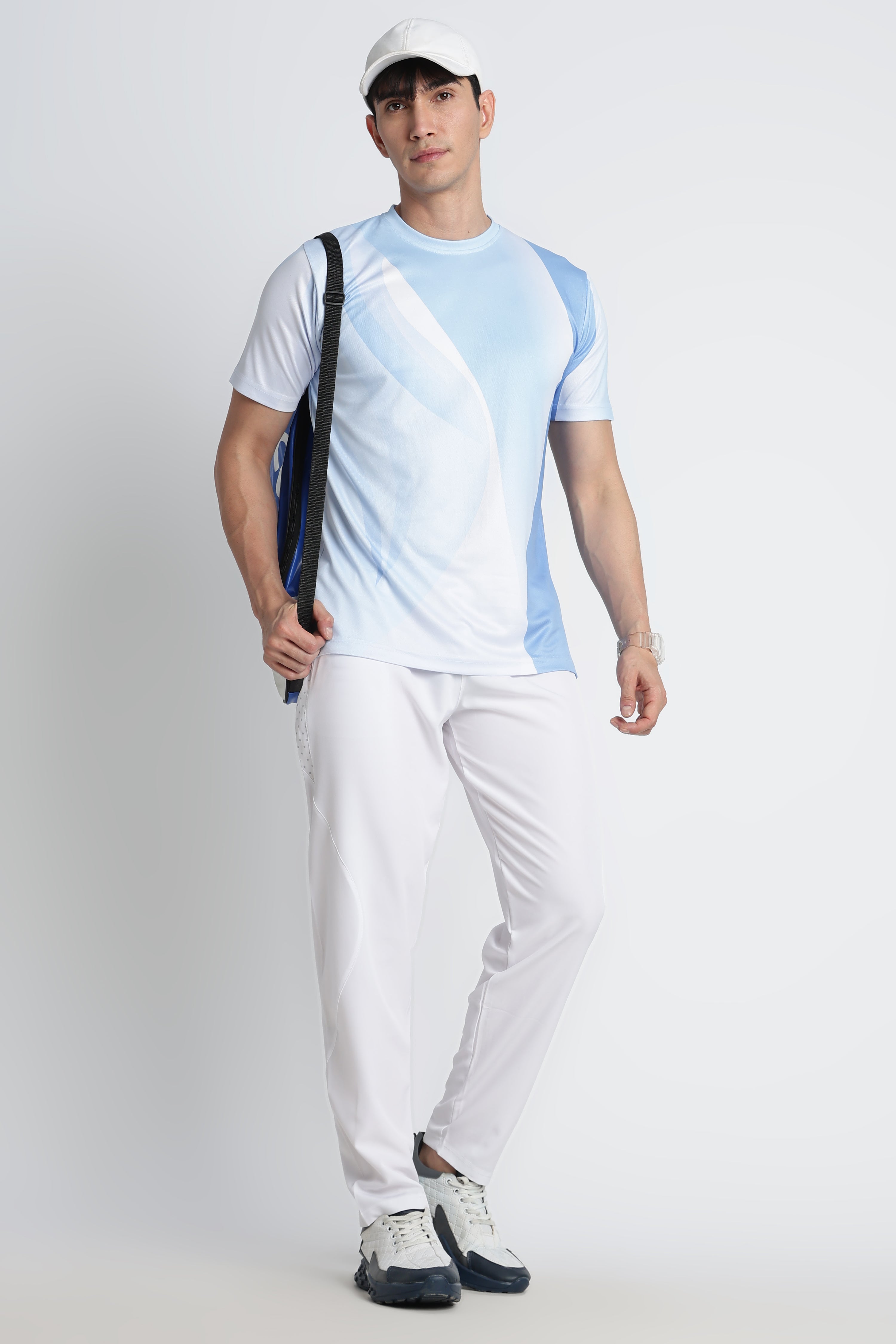 Light Blue Gradient Jersey Tee – Breathable Active wear
