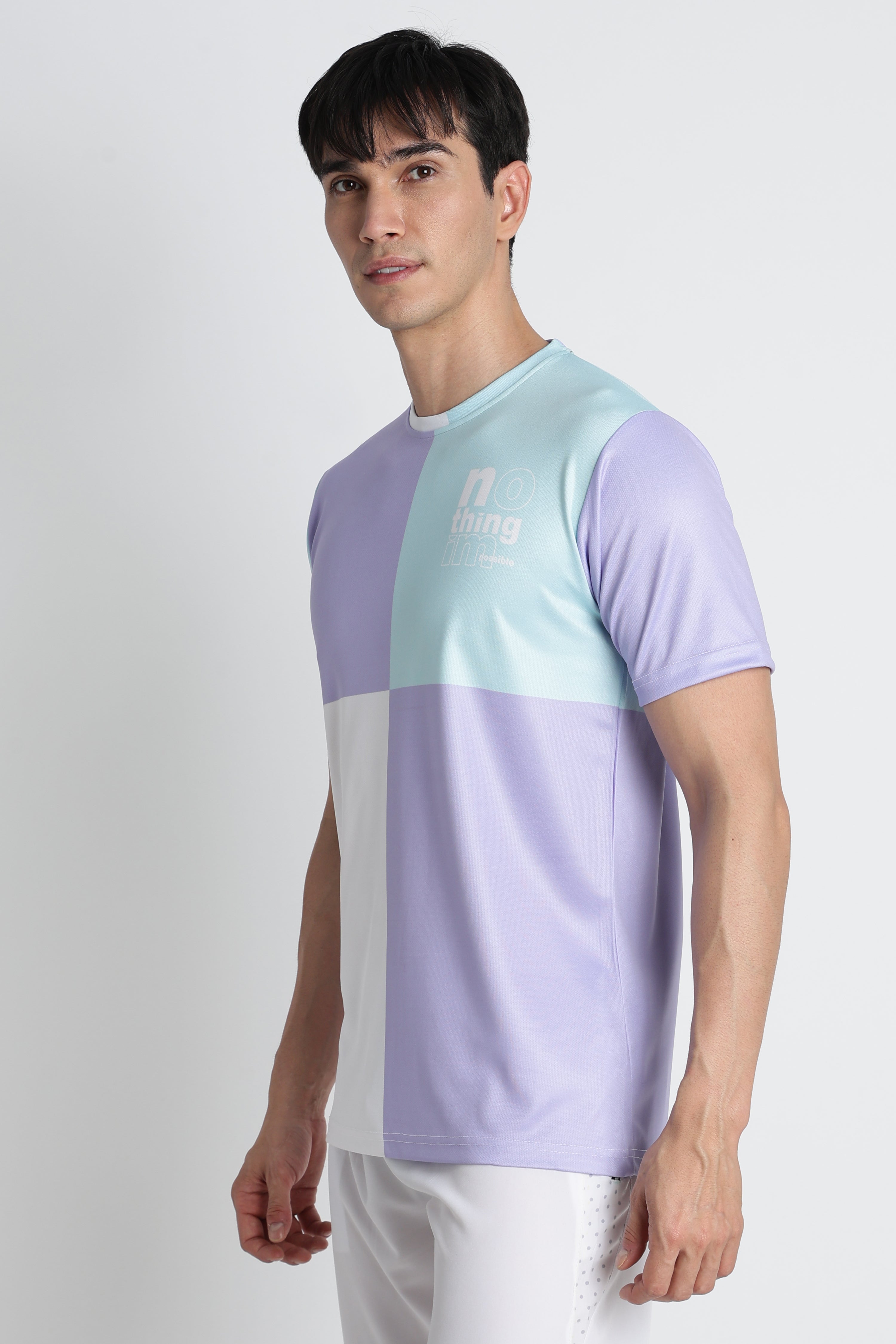 Light Purple Blue Gradient Jersey Tee – Breathable Athleisure Shirt