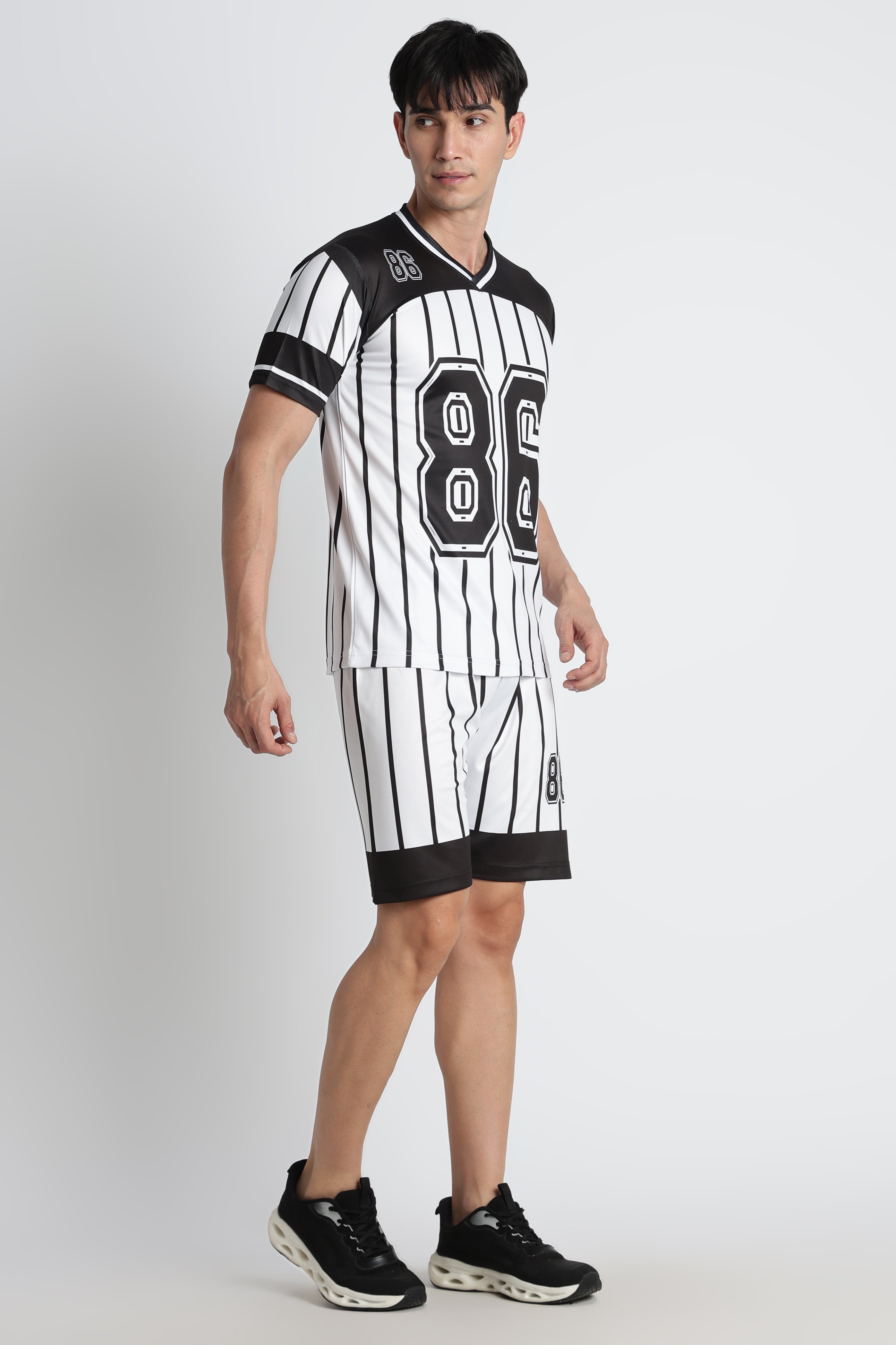 Black & White Striped Football Jersey – Performance Active Wear