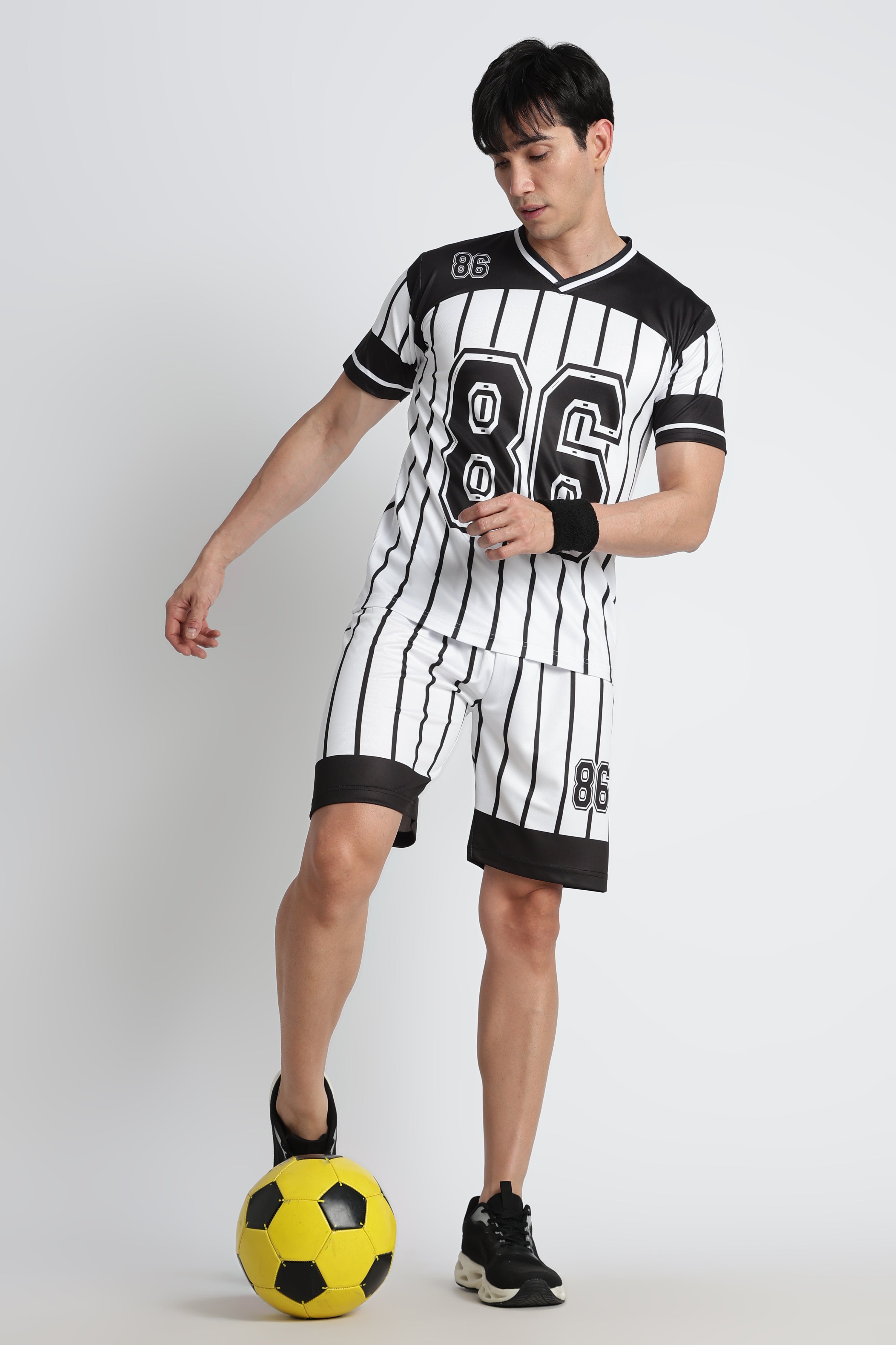 Black & White Striped Football Jersey – Performance Active Wear