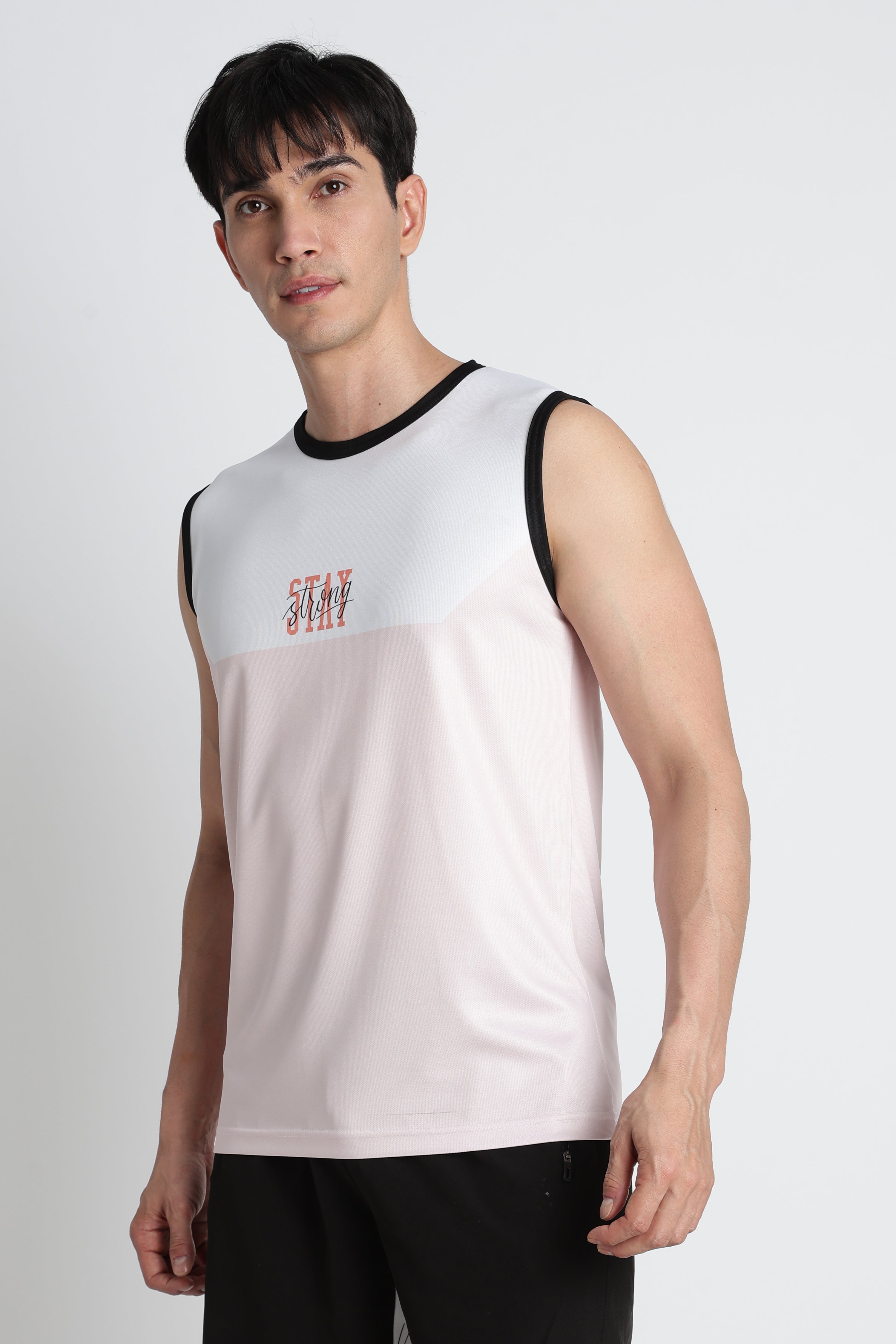 White & Pink Tank Top – Breathable Activewear for Workouts