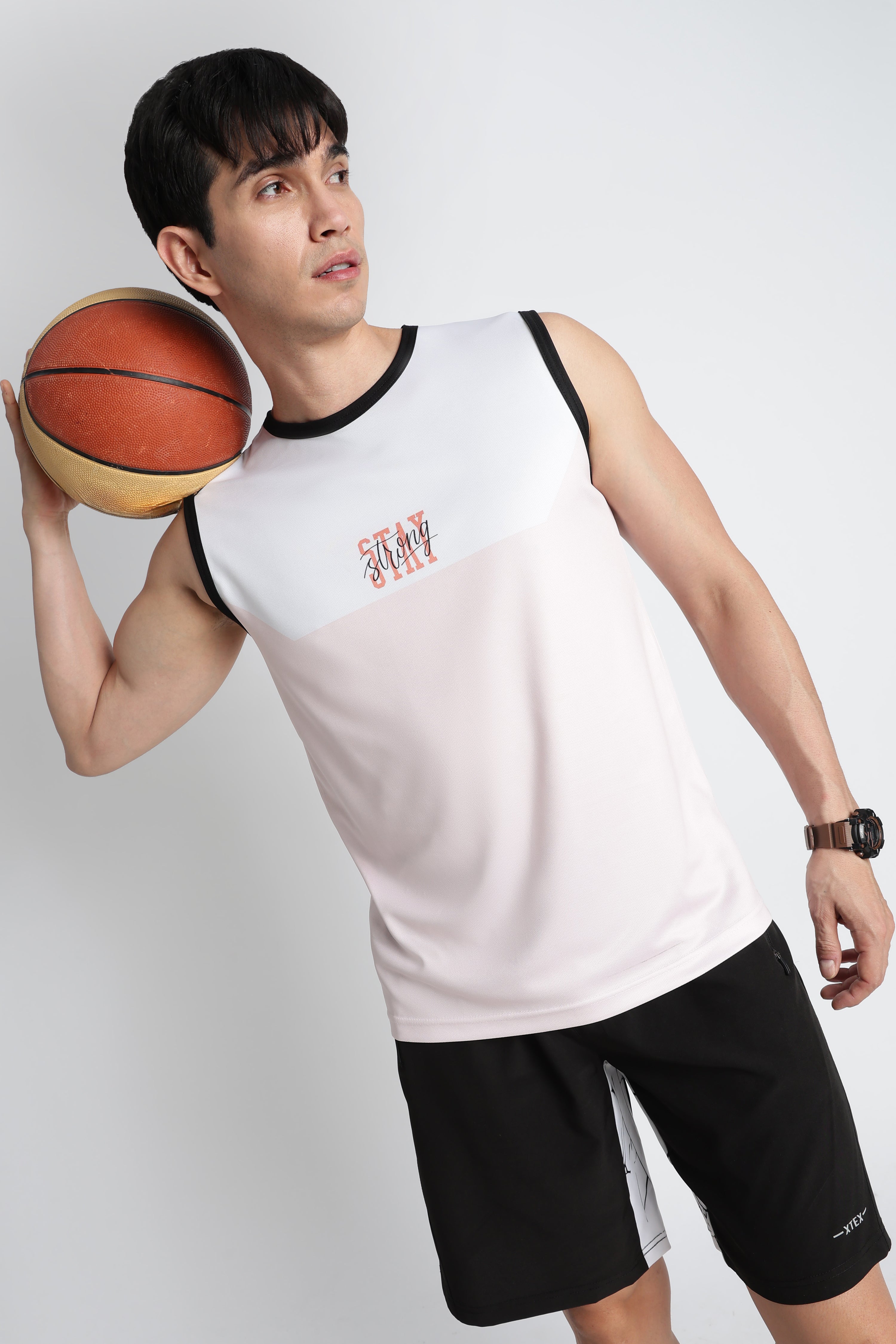 White & Pink Tank Top – Breathable Activewear for Workouts