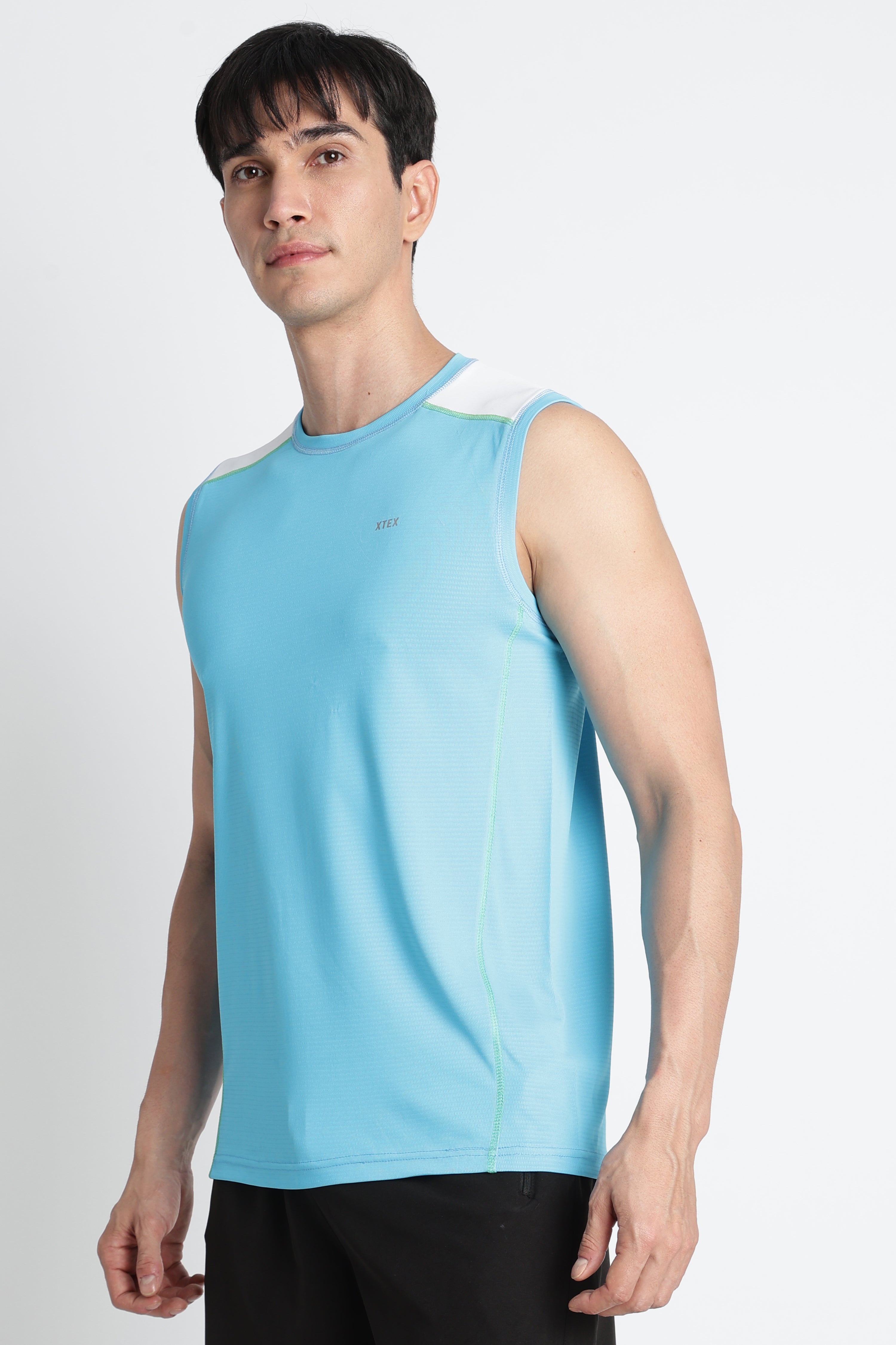 Light Blue XTEX Sleeveless Jersey – Moisture-Wicking Gym & Running Tee