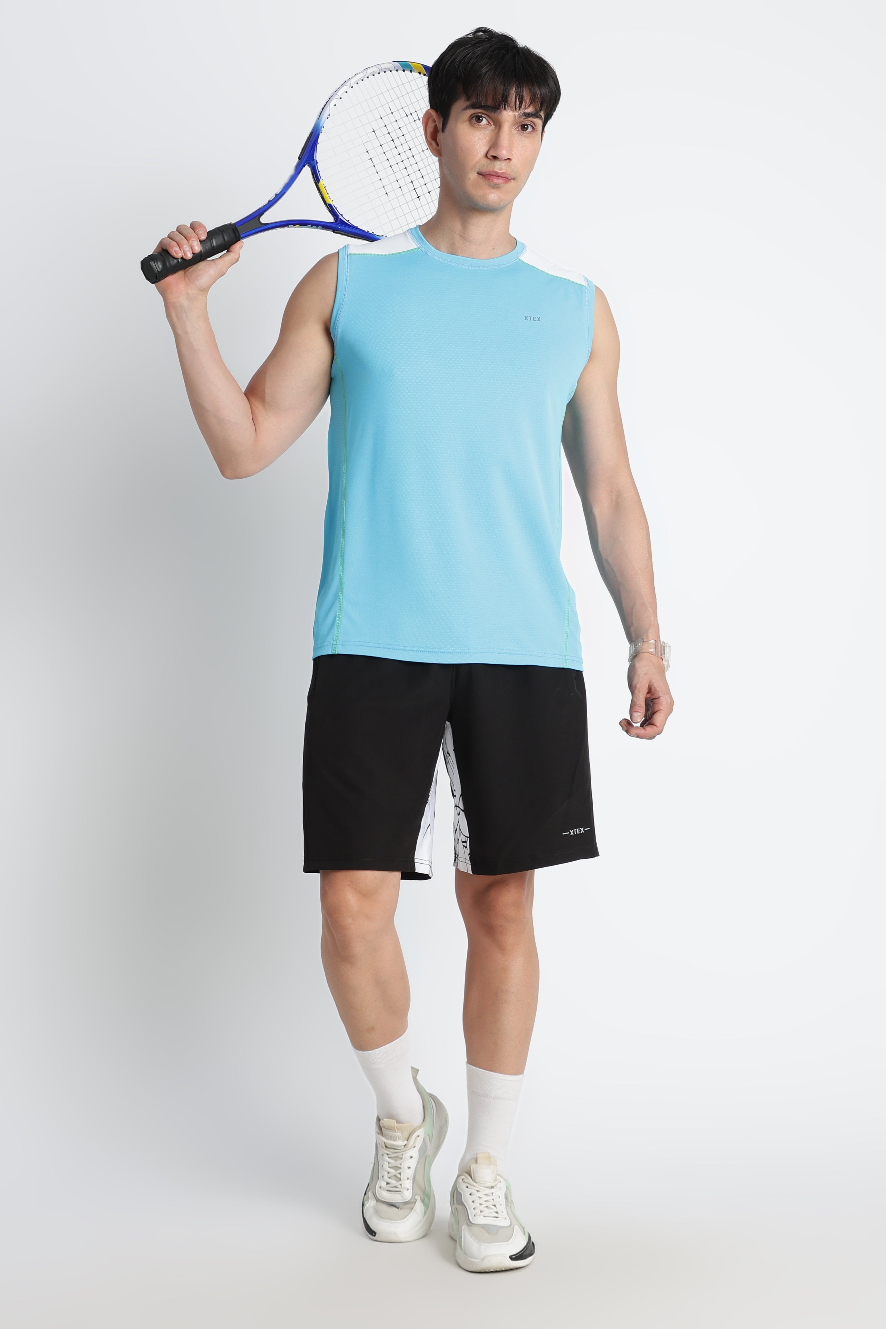 Light Blue XTEX Sleeveless Jersey – Moisture-Wicking Gym & Running Tee