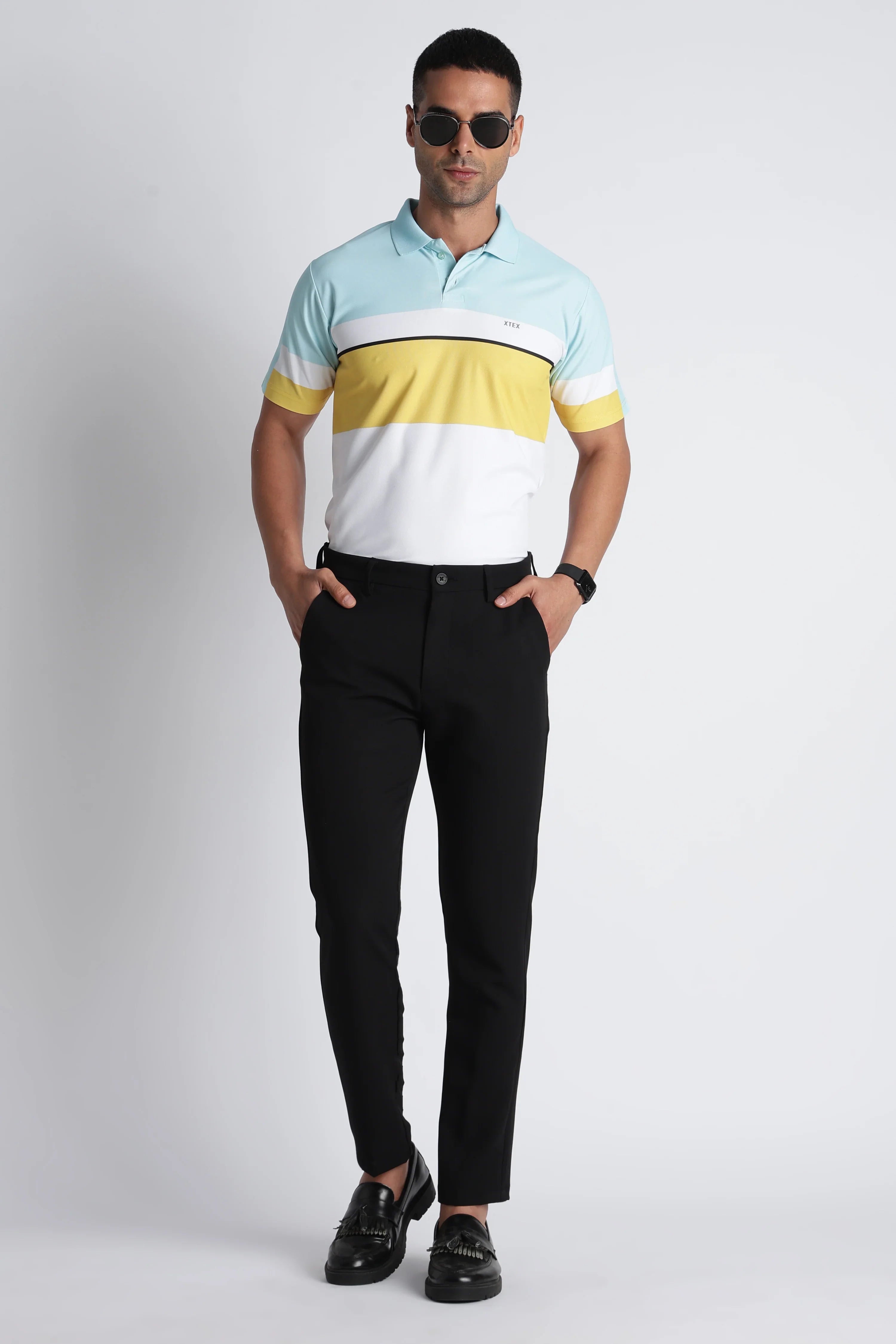 XTEX Colour-Block Polo T-shirt