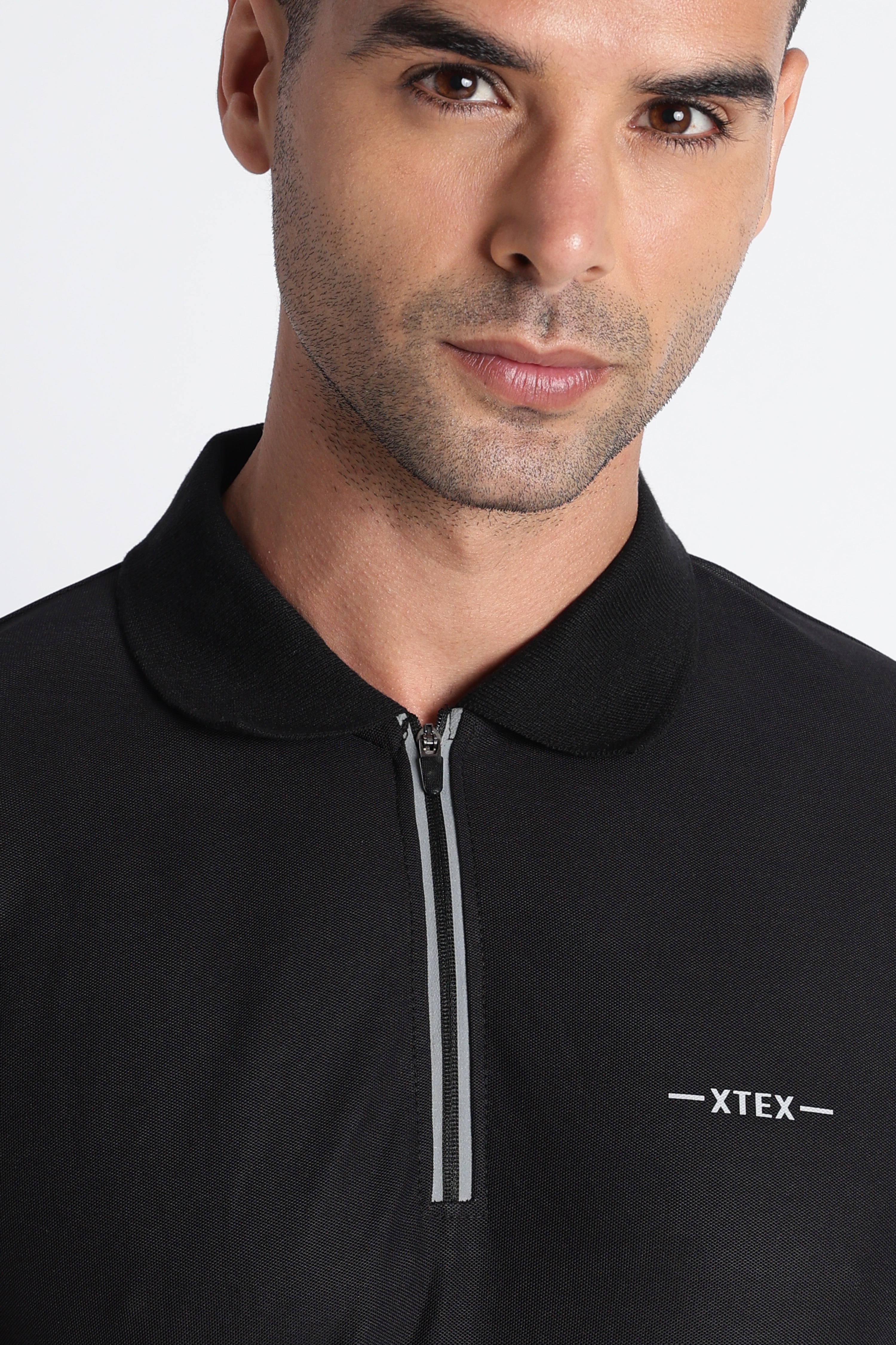 XTEX Black Half‑Zip Polo Shirt – Premium Athleisure Casual Wear