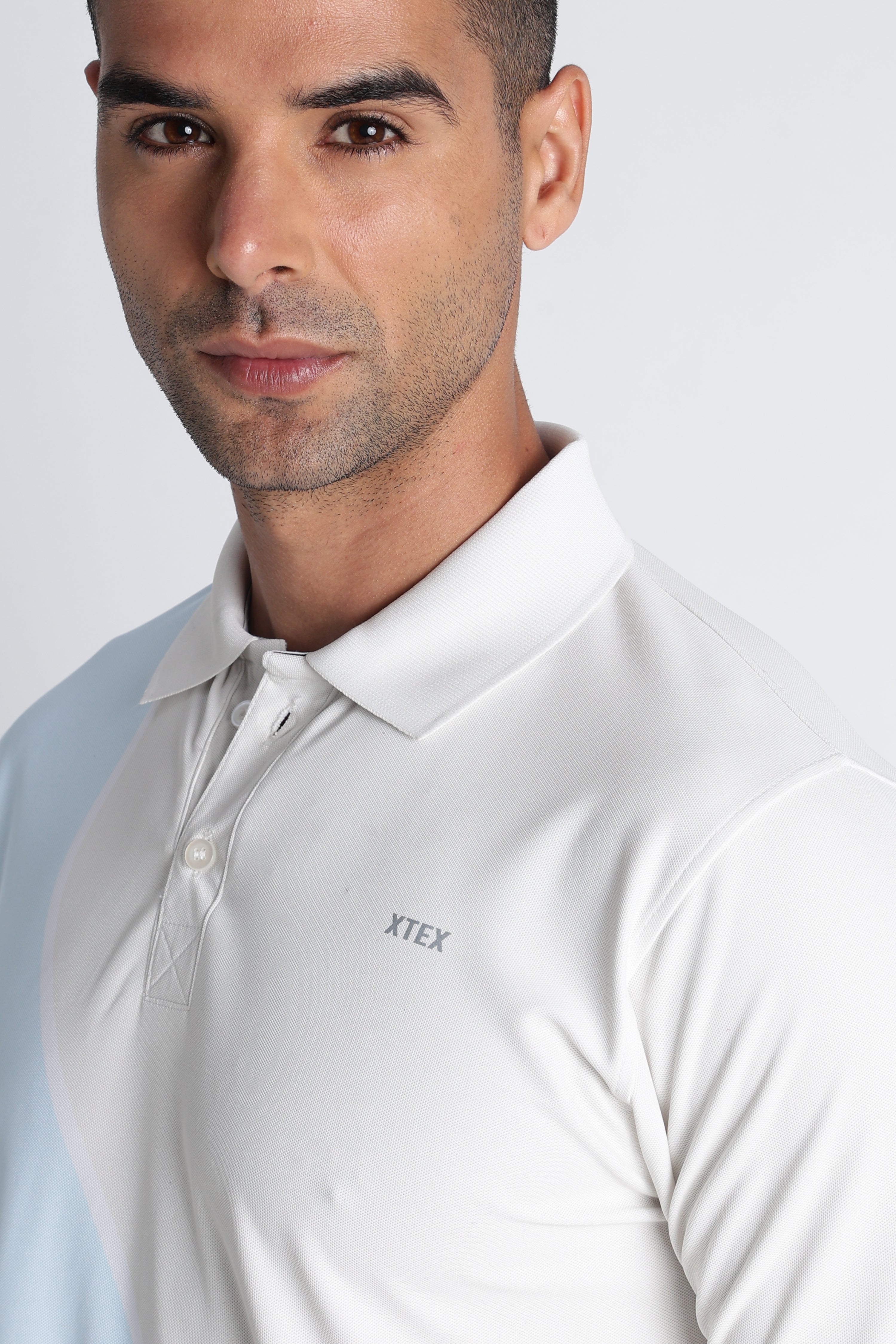 XTEX Beige & Navy Color‑Block Polo Shirt – Modern Casual