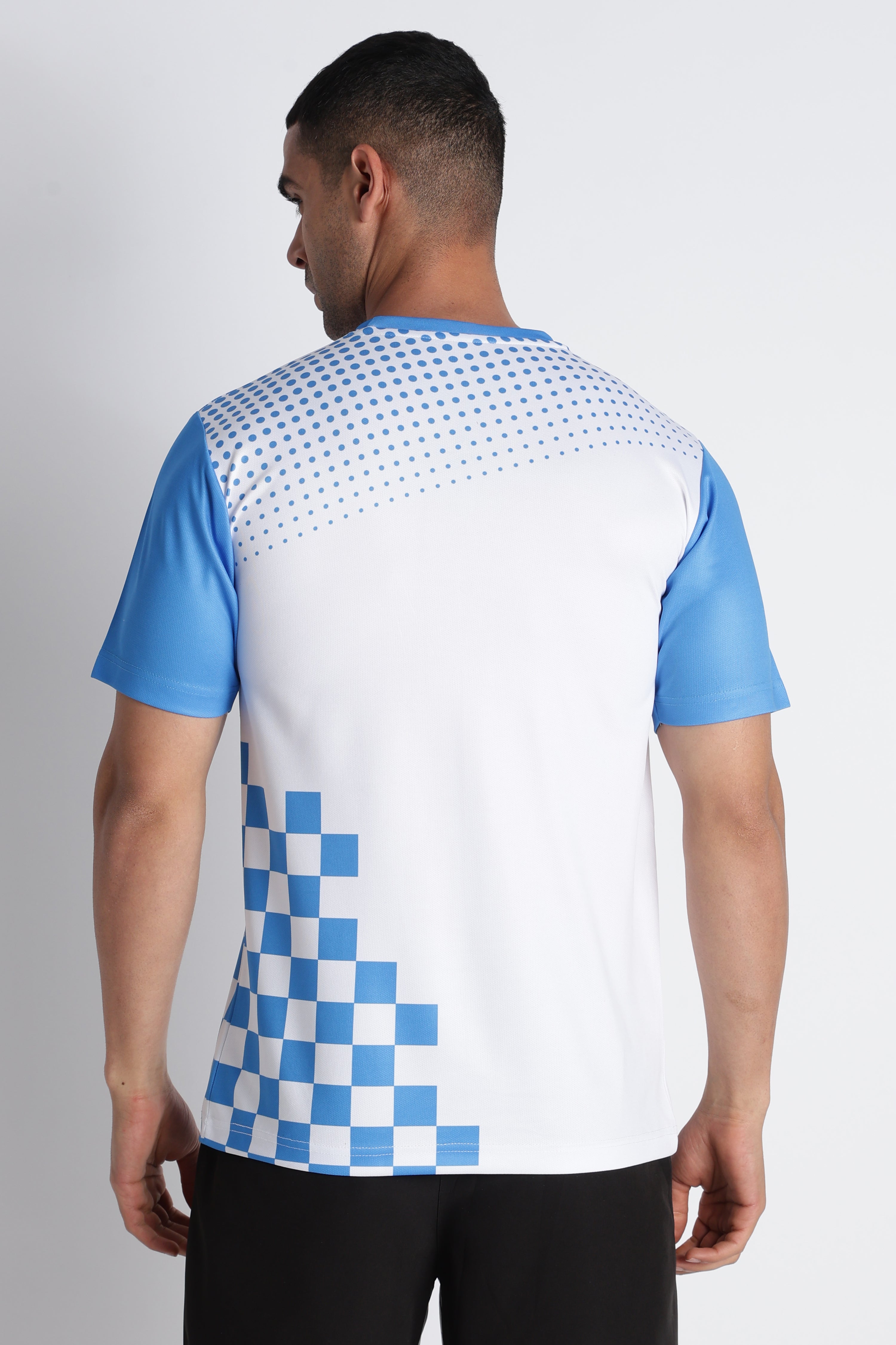 Blue & White Checkered Tennis Tee | Sporty Athletic Wear