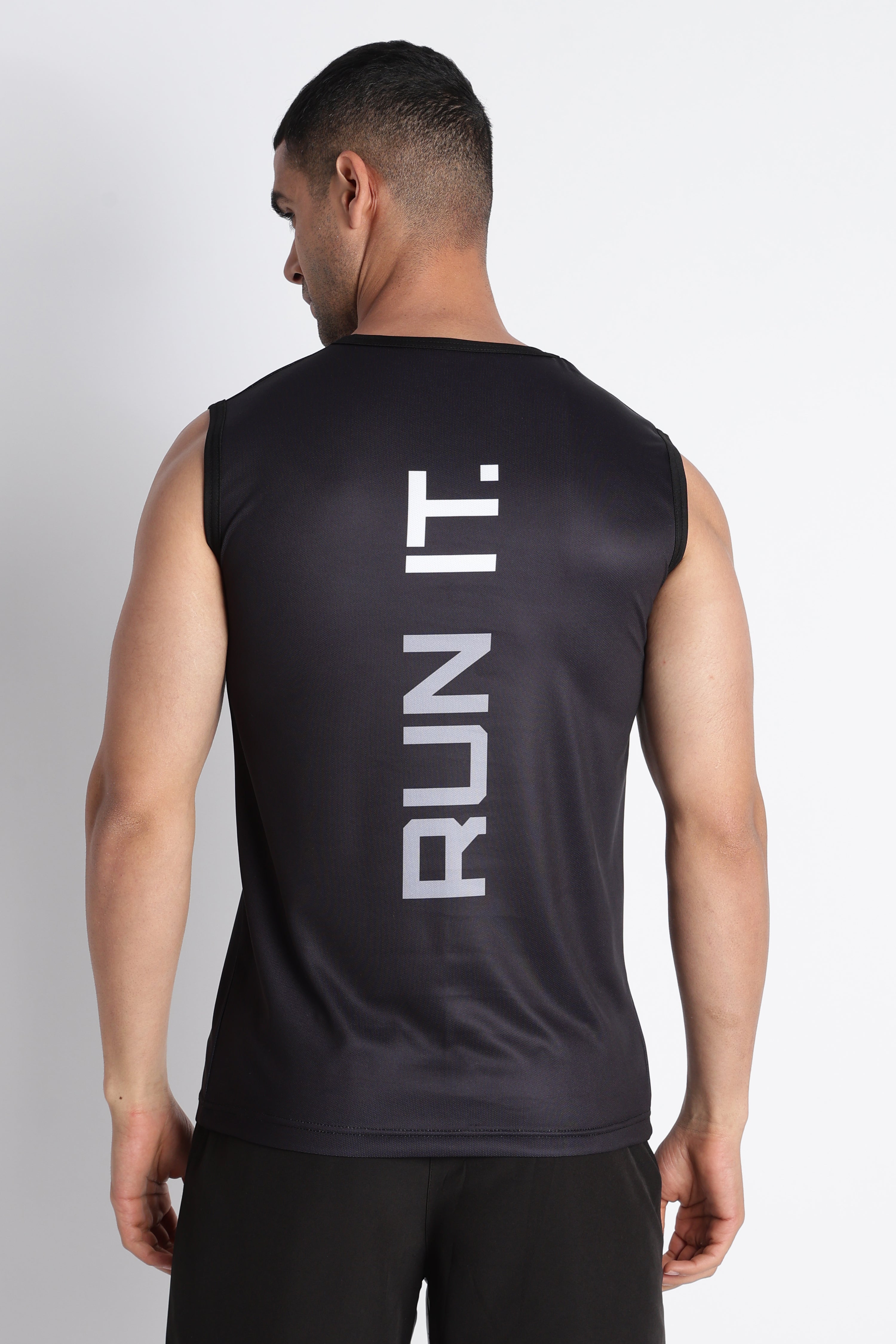 Black Antimicrobial  Sleeveless Tank Top | Men's Workout Wear