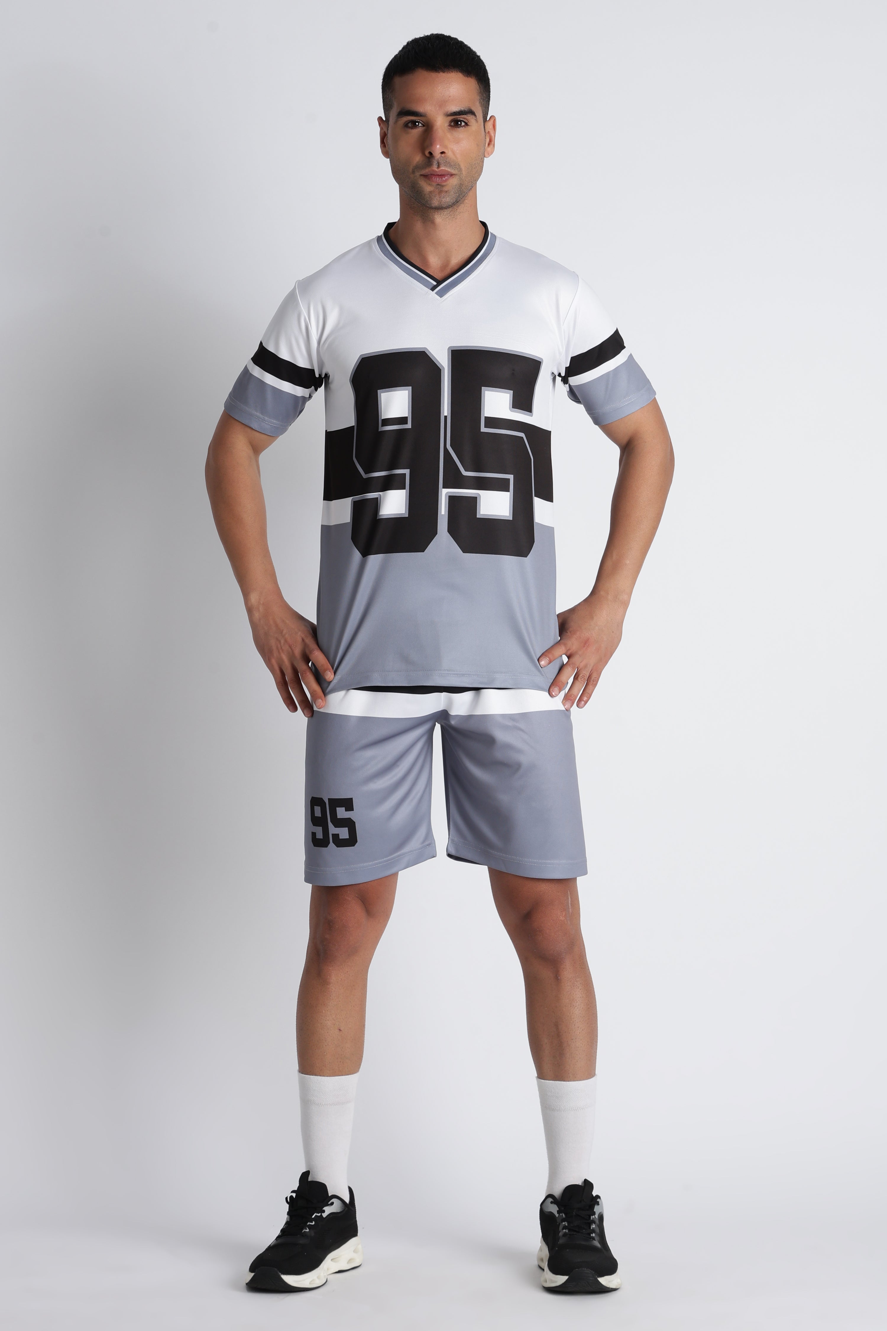 Men’s White Athletic Jersey ‘95’ | V-Neck Sportswear