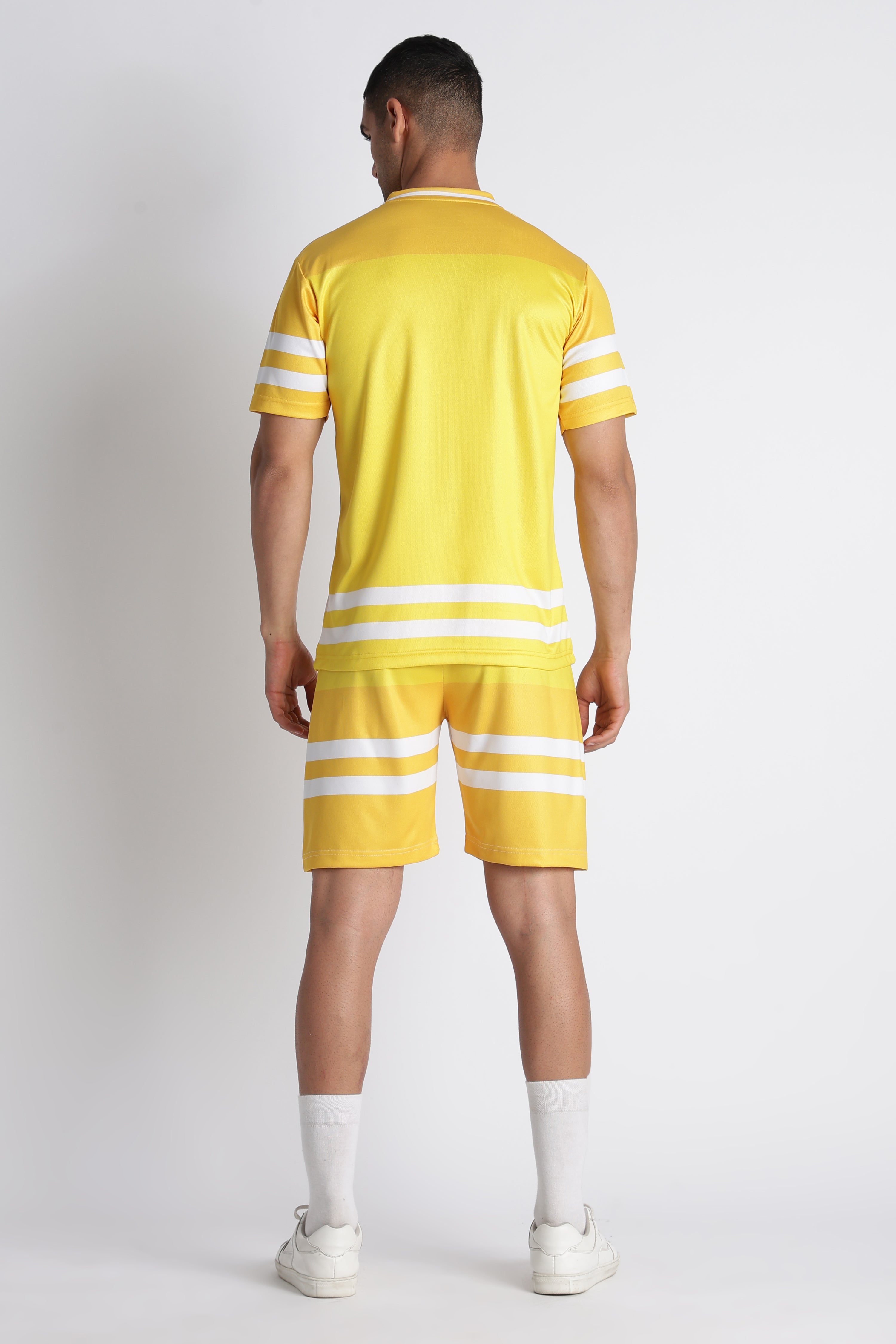 Men’s Yellow Retro Jersey & Shorts Set | V‑Neck Sportswear
