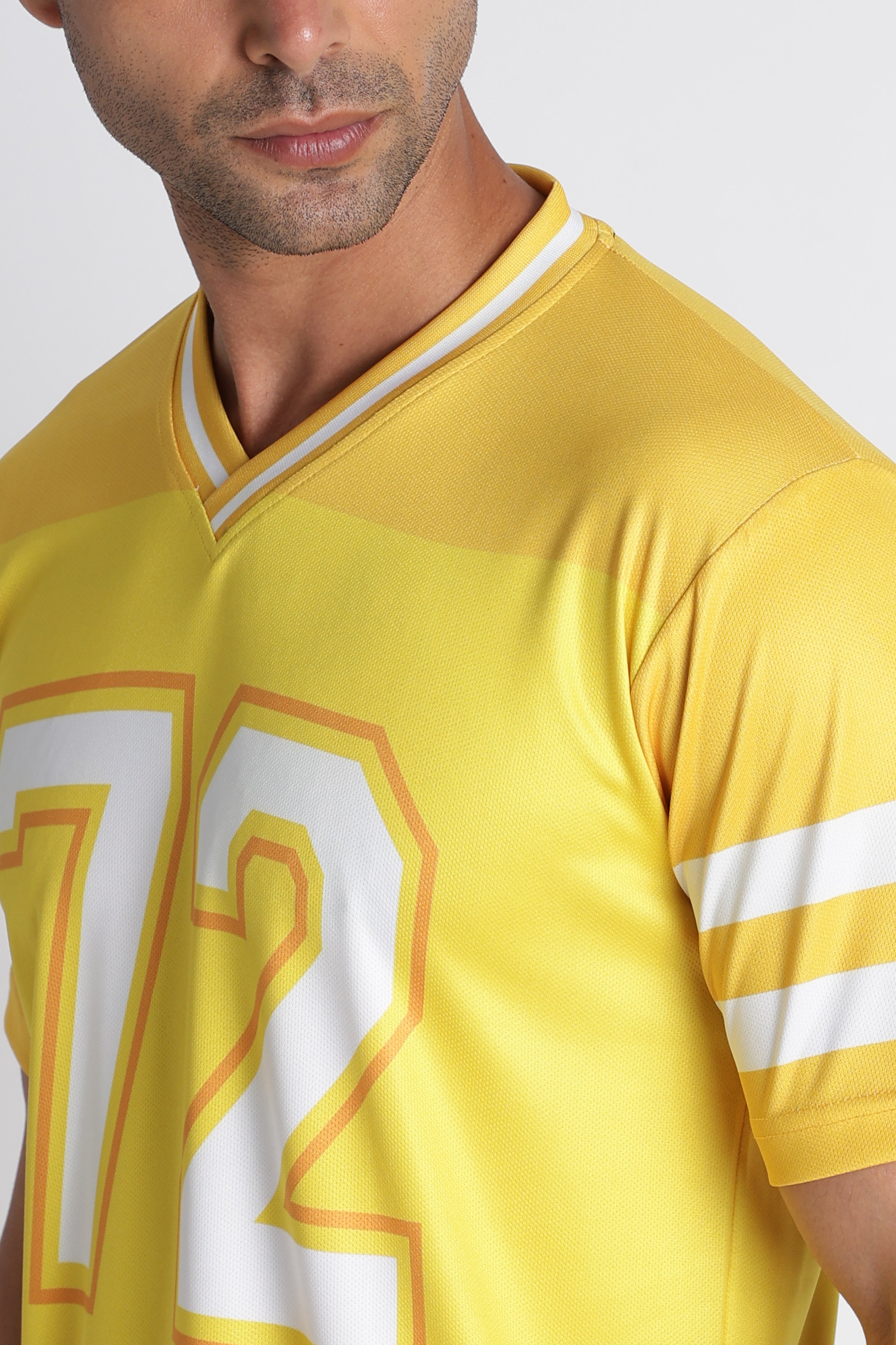 Men’s Yellow Retro Jersey & Shorts Set | V‑Neck Sportswear