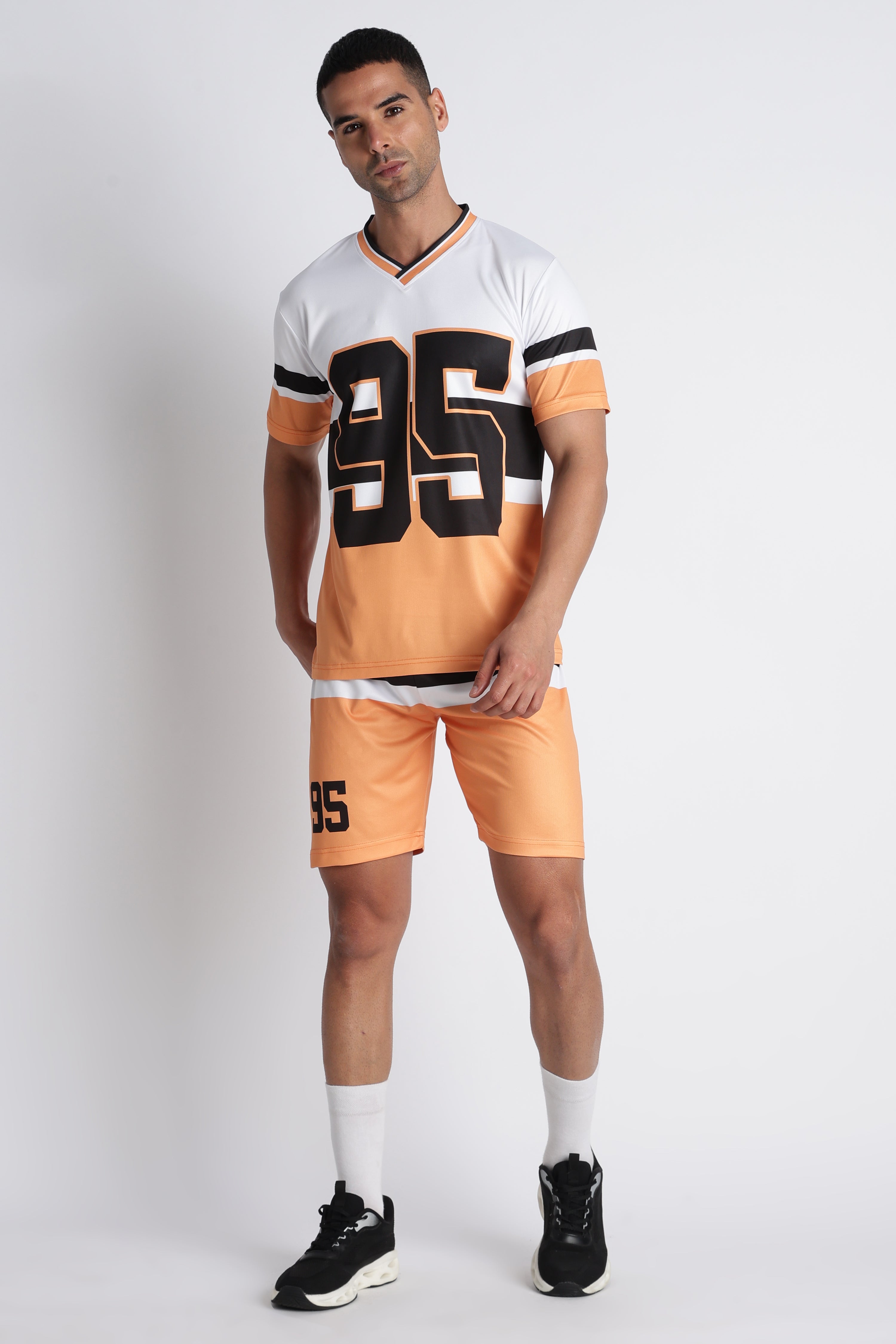 Men’s White 95 Sports Jersey | Orange Trim Athletic Wear