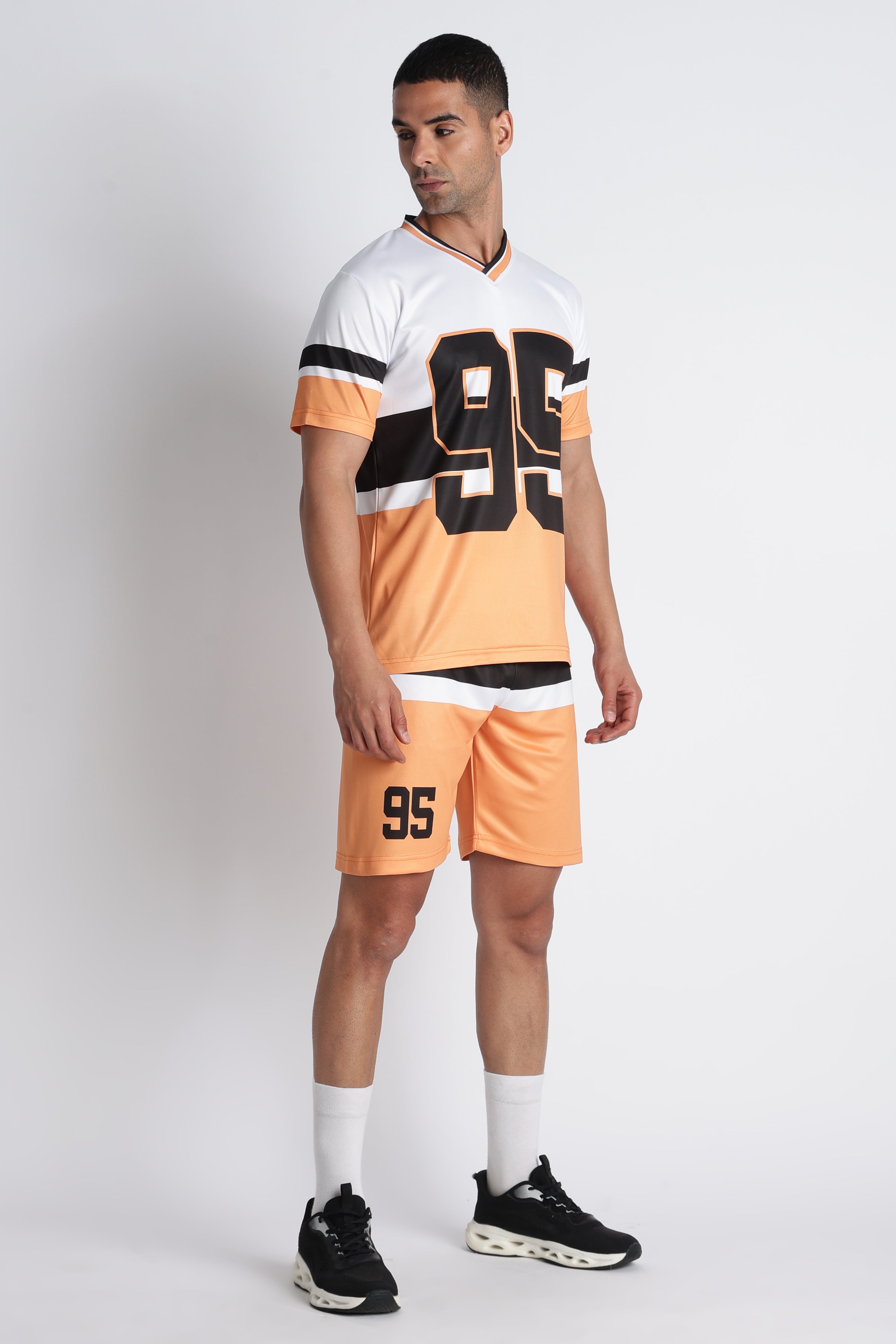 Men’s White 95 Sports Jersey | Orange Trim Athletic Wear
