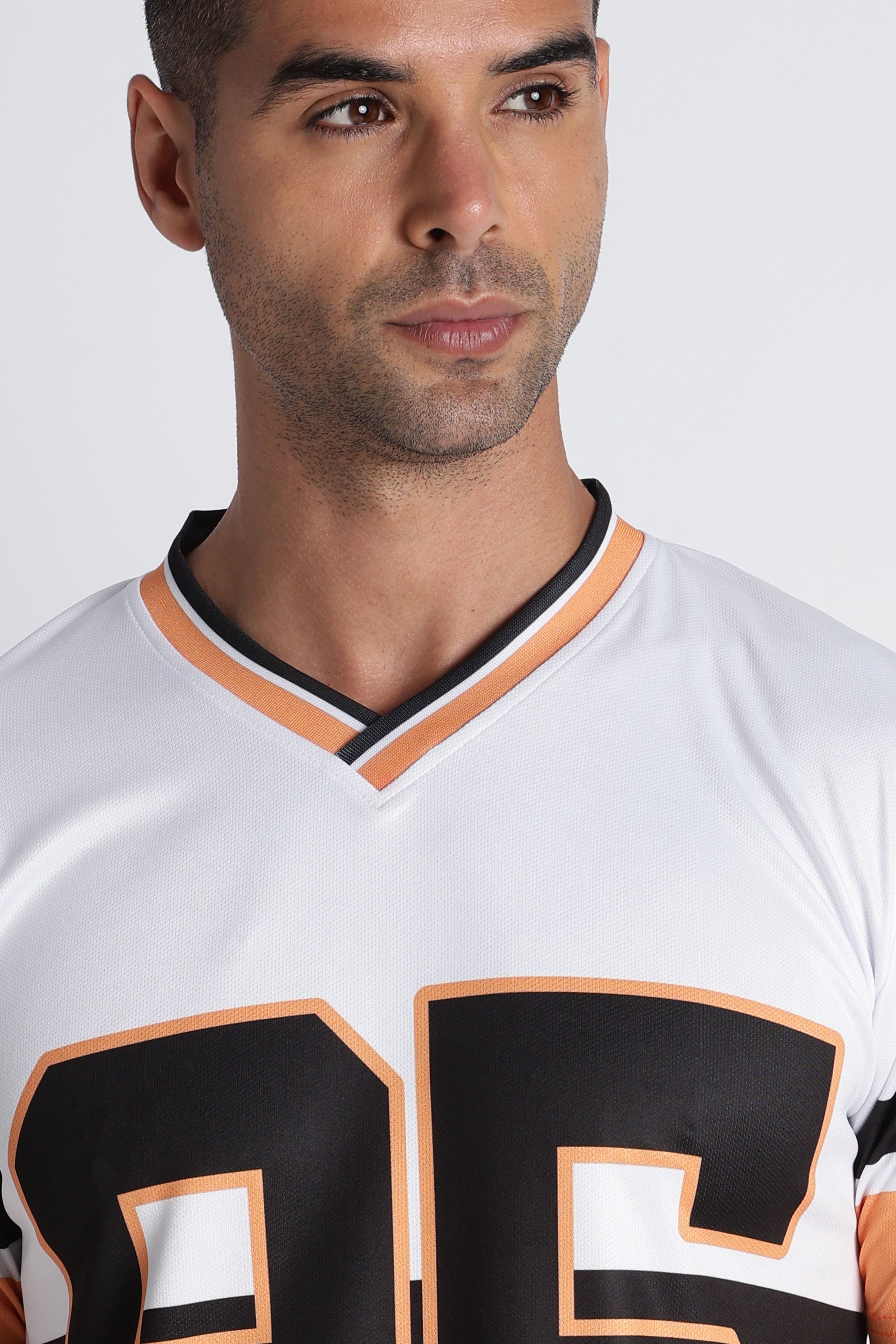 Men’s White 95 Sports Jersey | Orange Trim Athletic Wear
