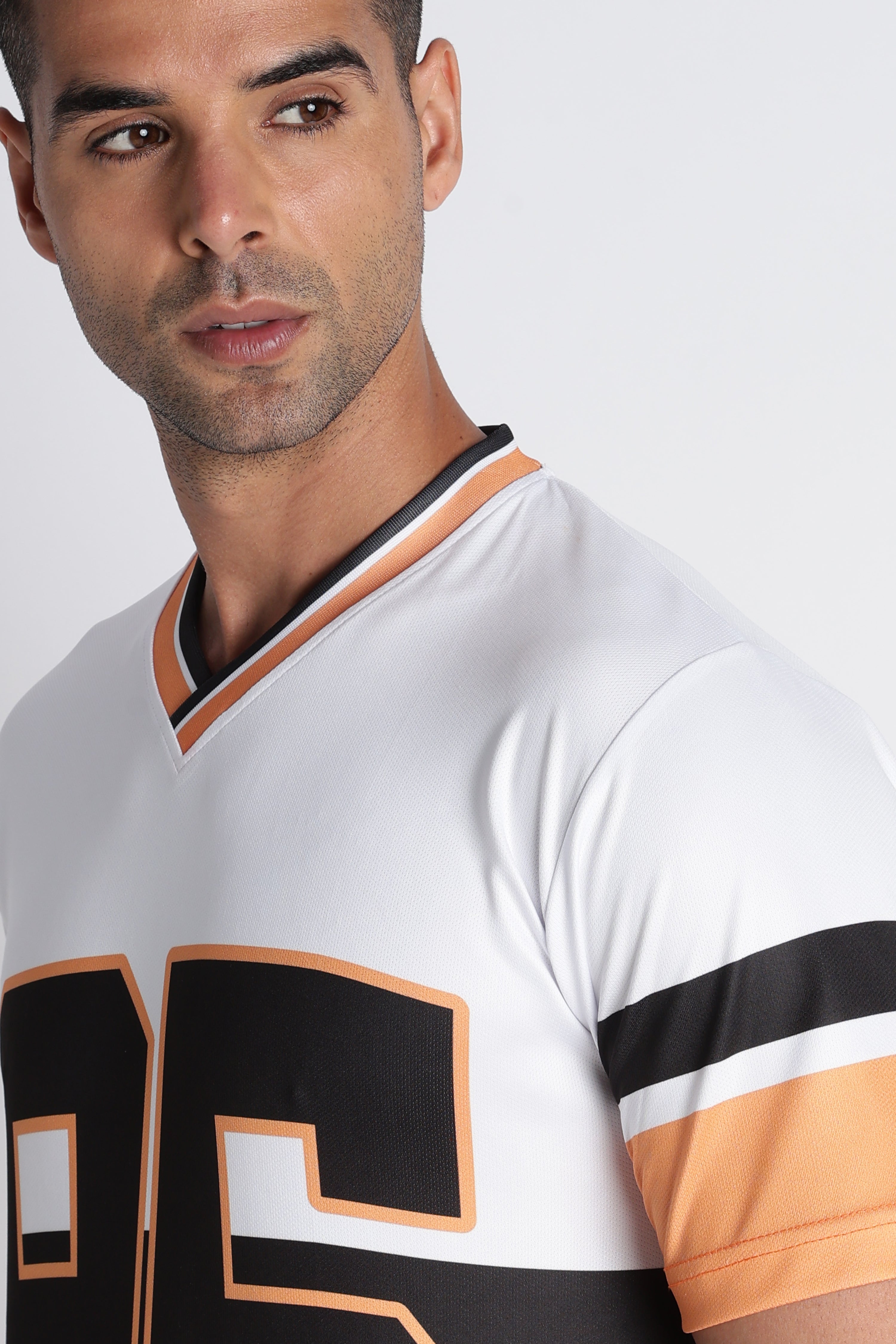 Men’s White 95 Sports Jersey | Orange Trim Athletic Wear