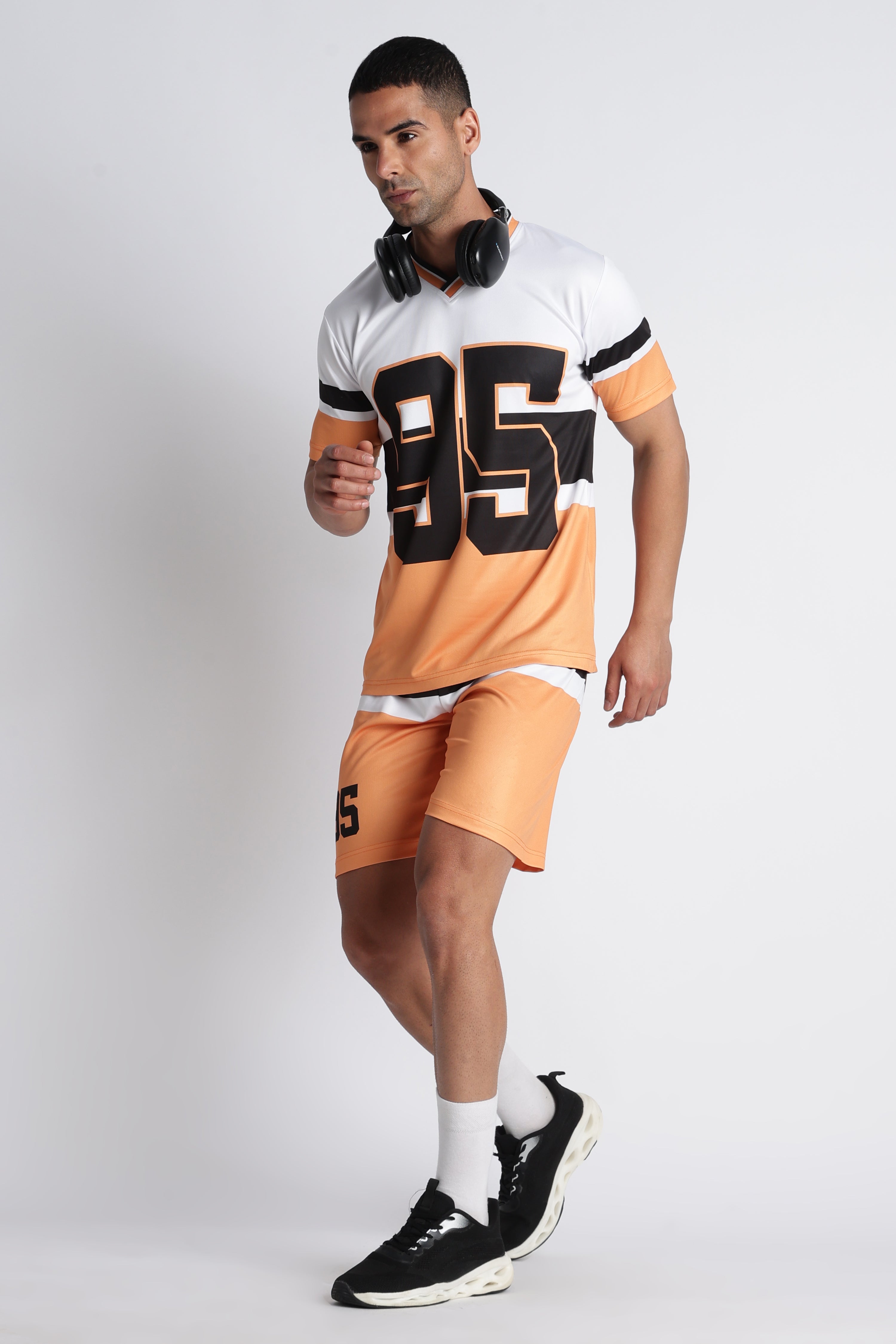 Men’s White 95 Sports Jersey | Orange Trim Athletic Wear