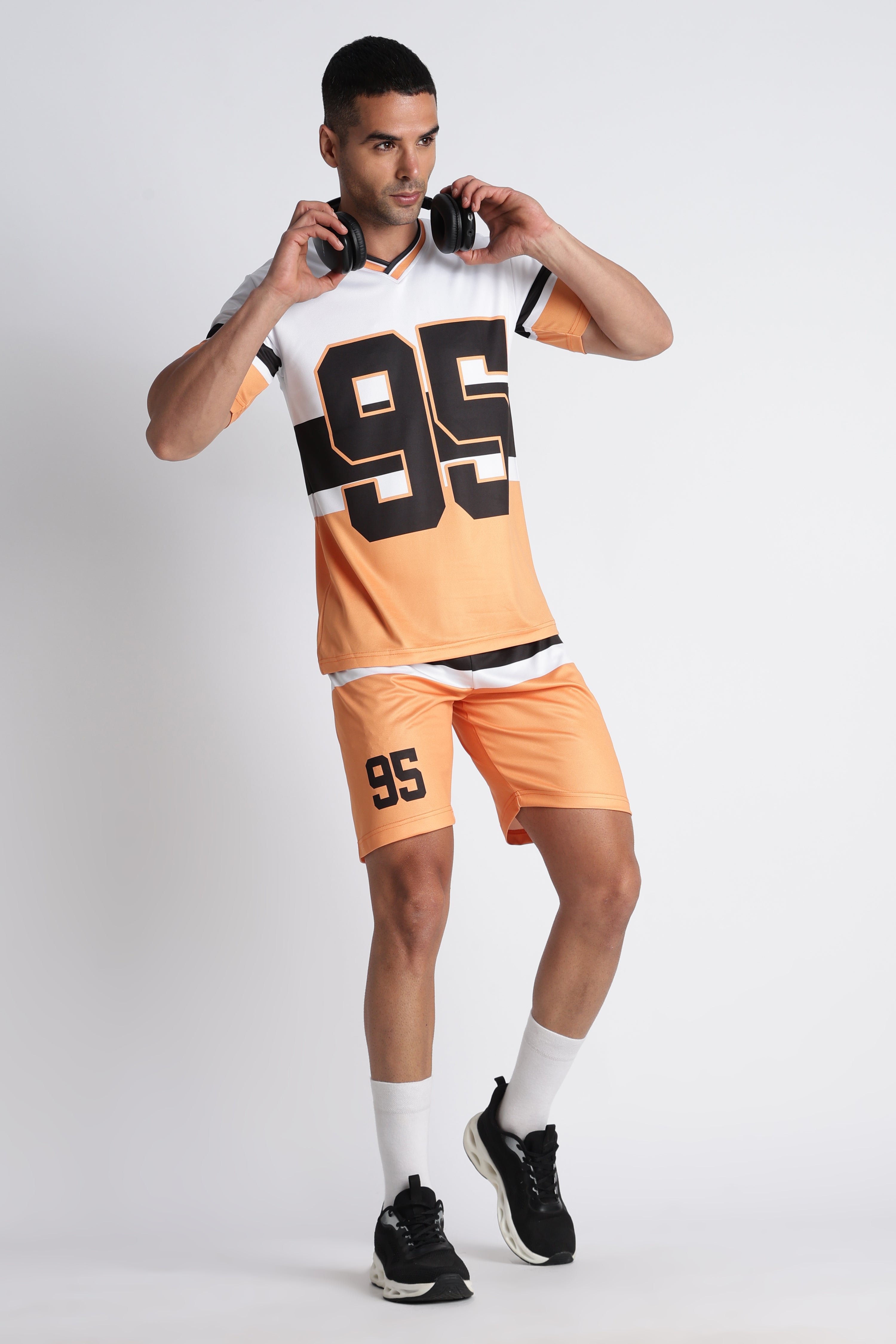 Men’s White 95 Sports Jersey | Orange Trim Athletic Wear