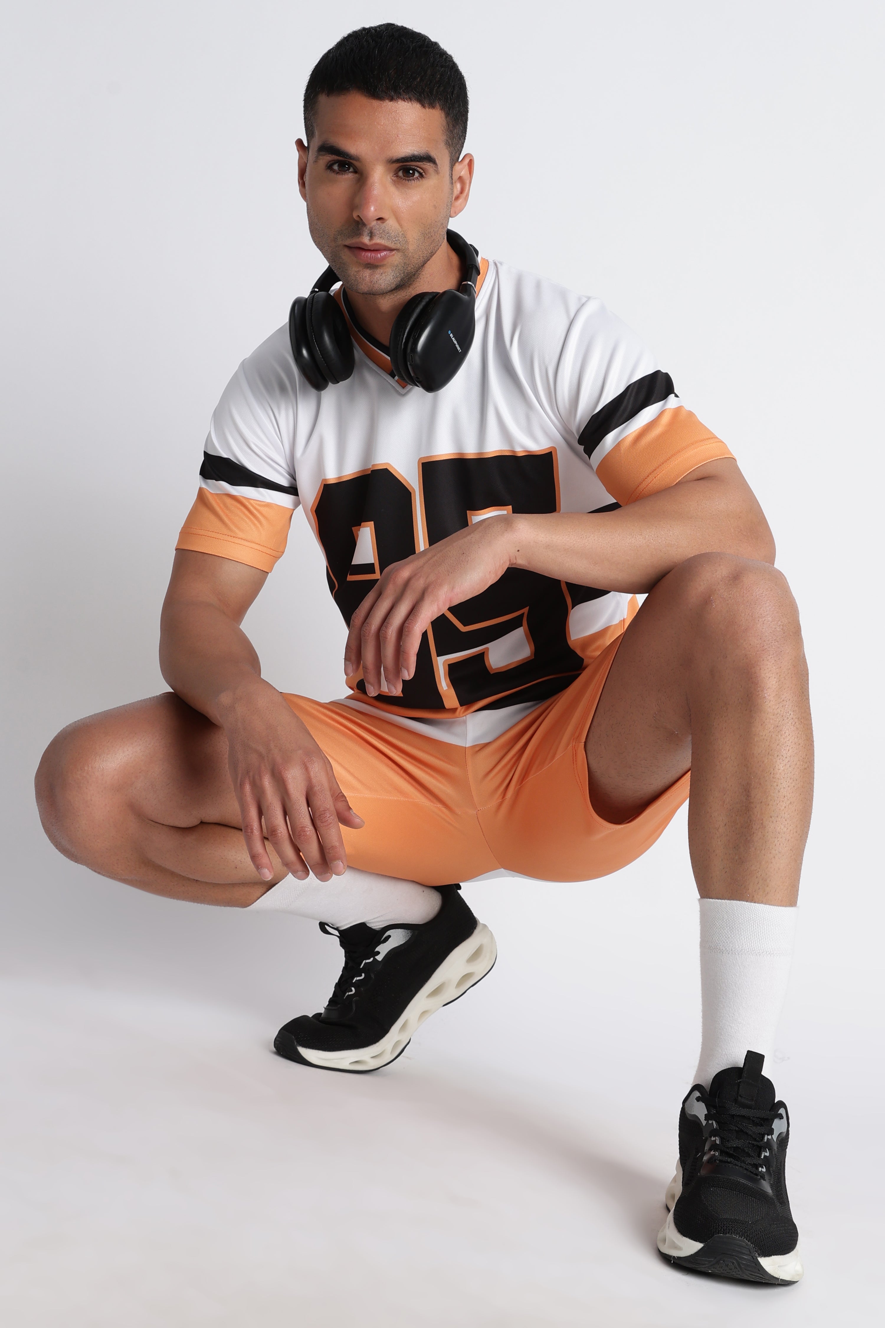 Men’s White 95 Sports Jersey | Orange Trim Athletic Wear