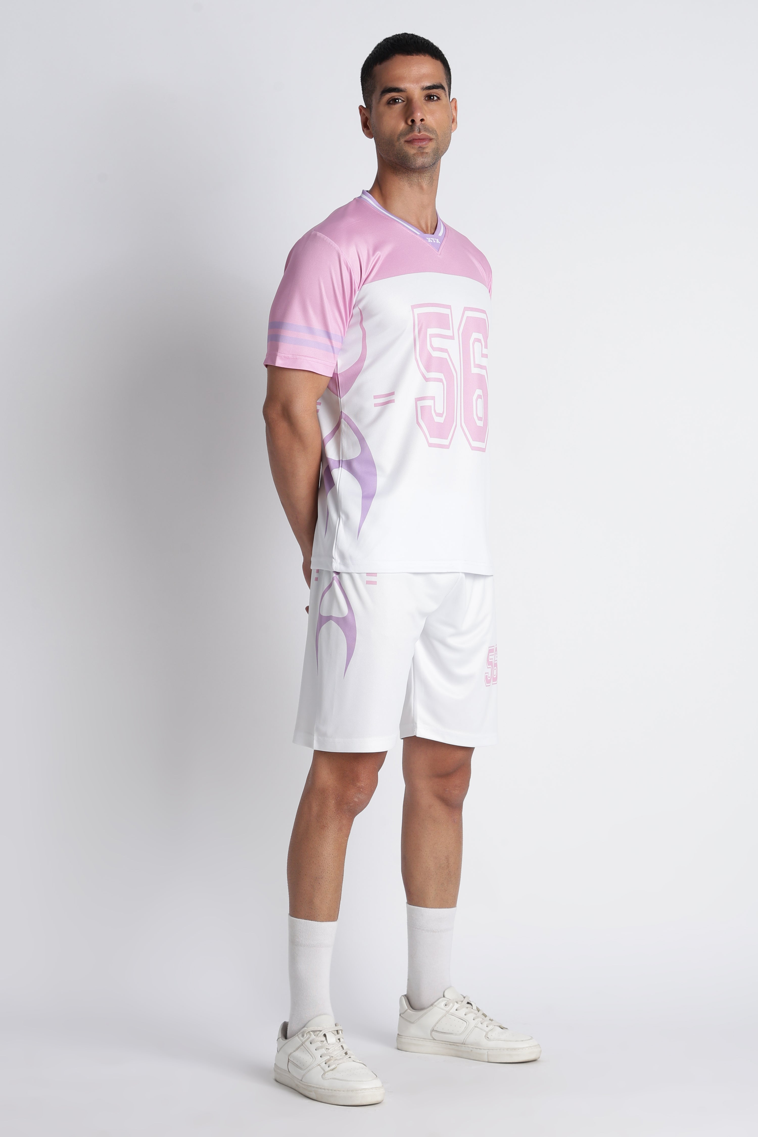 Men’s Pink 56 Sports Jersey | White & Pink Athletic Wear