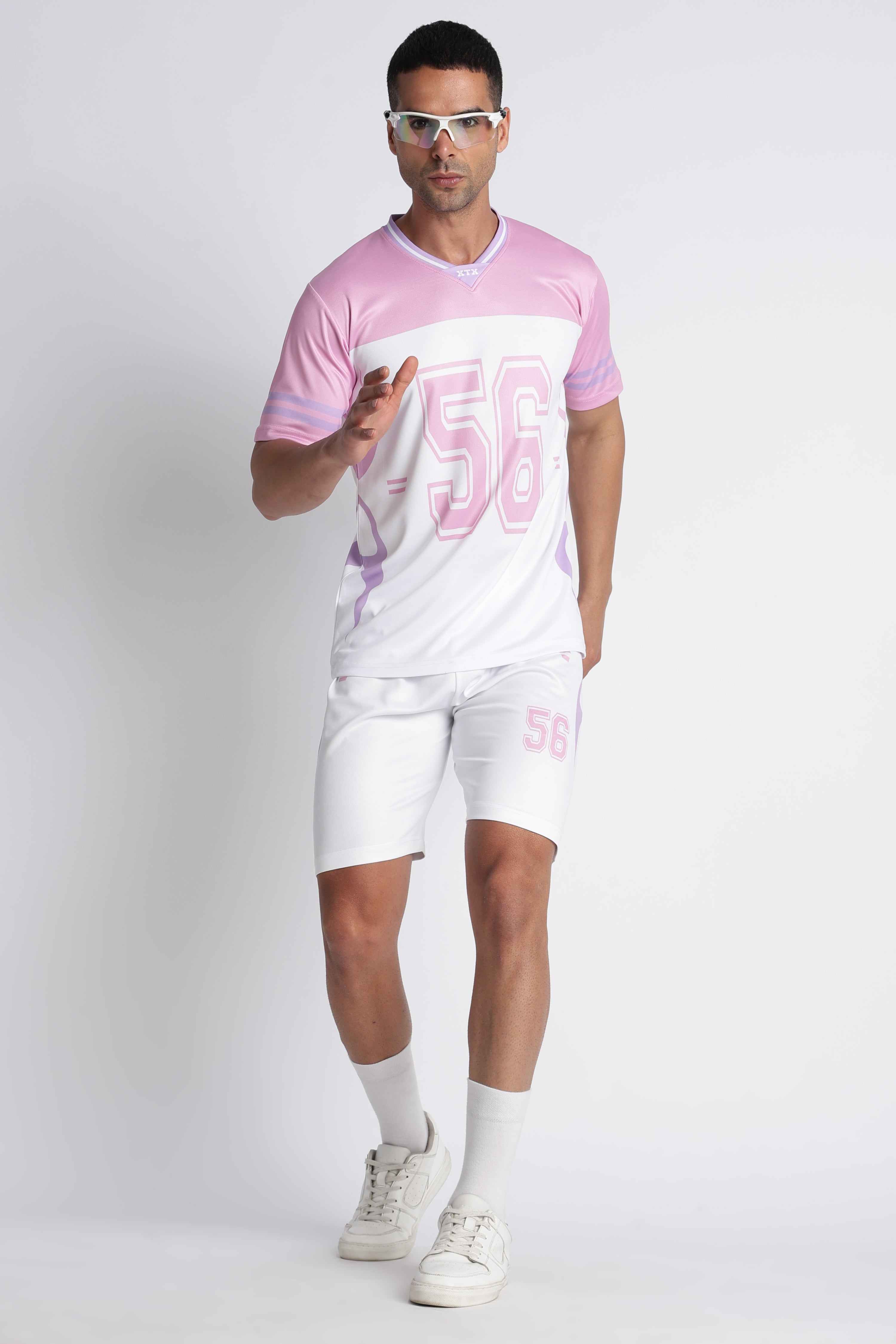 Men’s Pink 56 Sports Jersey | White & Pink Athletic Wear