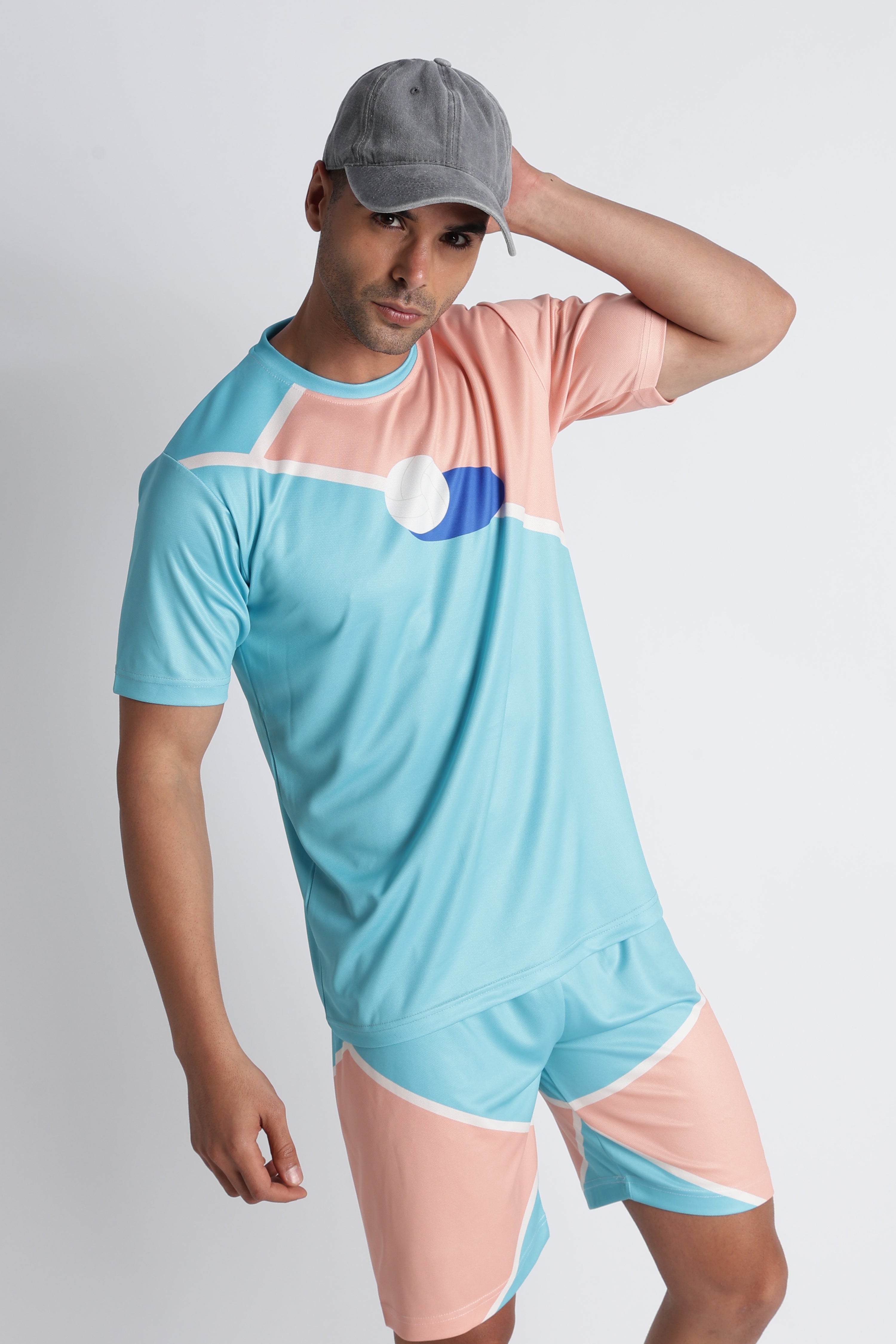 Men’s Pastel Blue & Pink Volleyball Jersey | Lightweight Performance Top