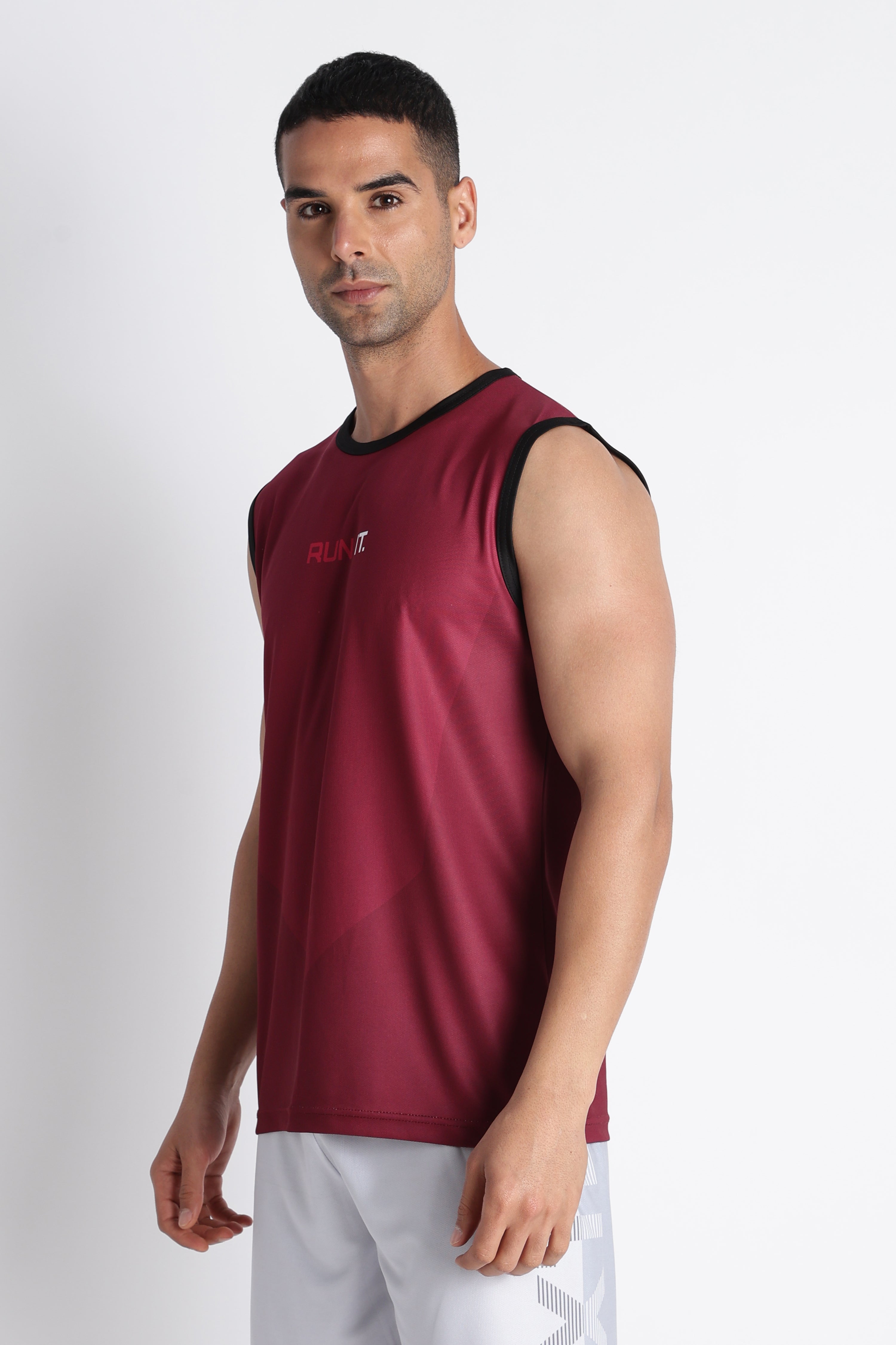 Maroon RUN IT Tank Top | Men’s Gym Workout Sleeveless Tee