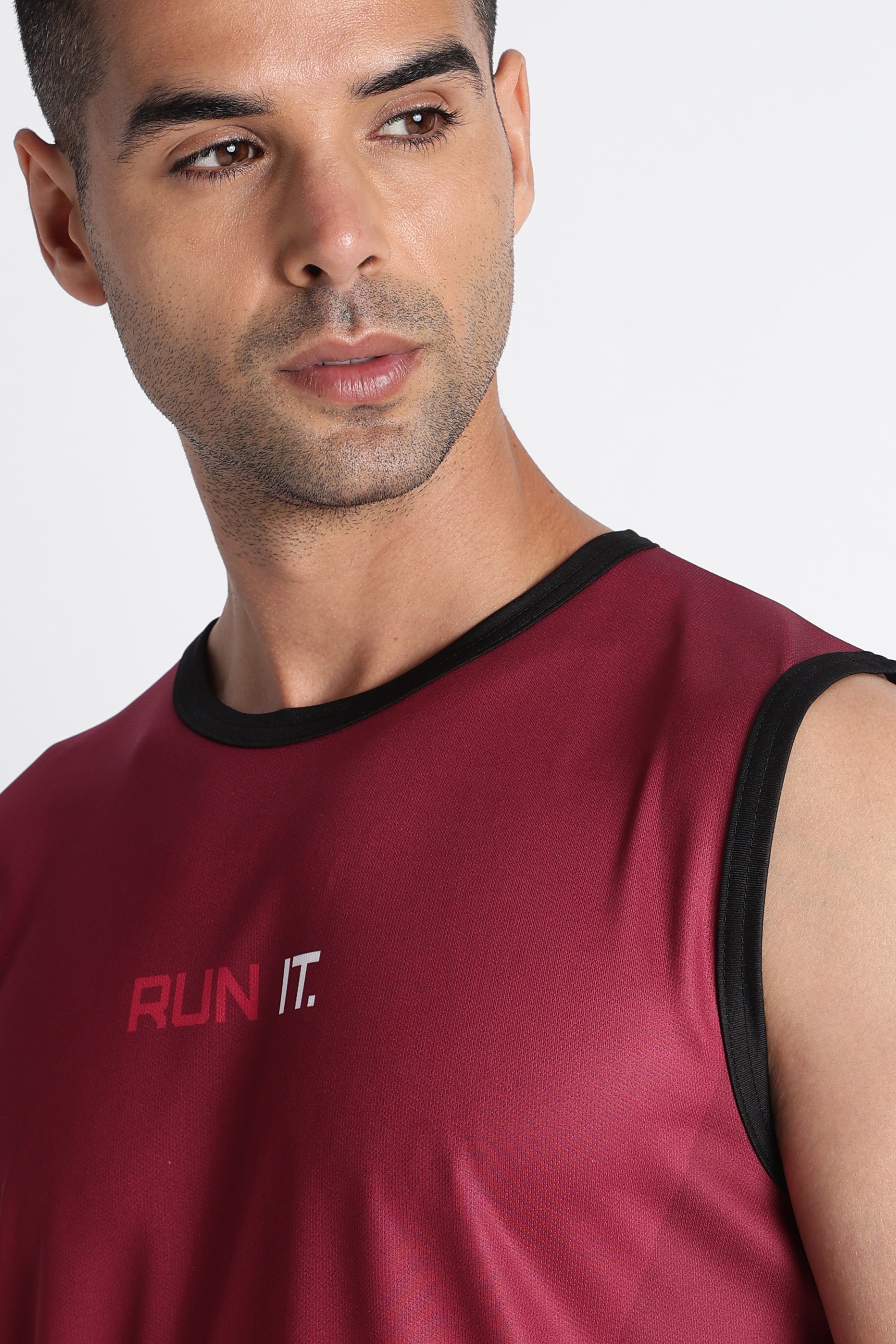 Maroon RUN IT Tank Top | Men’s Gym Workout Sleeveless Tee
