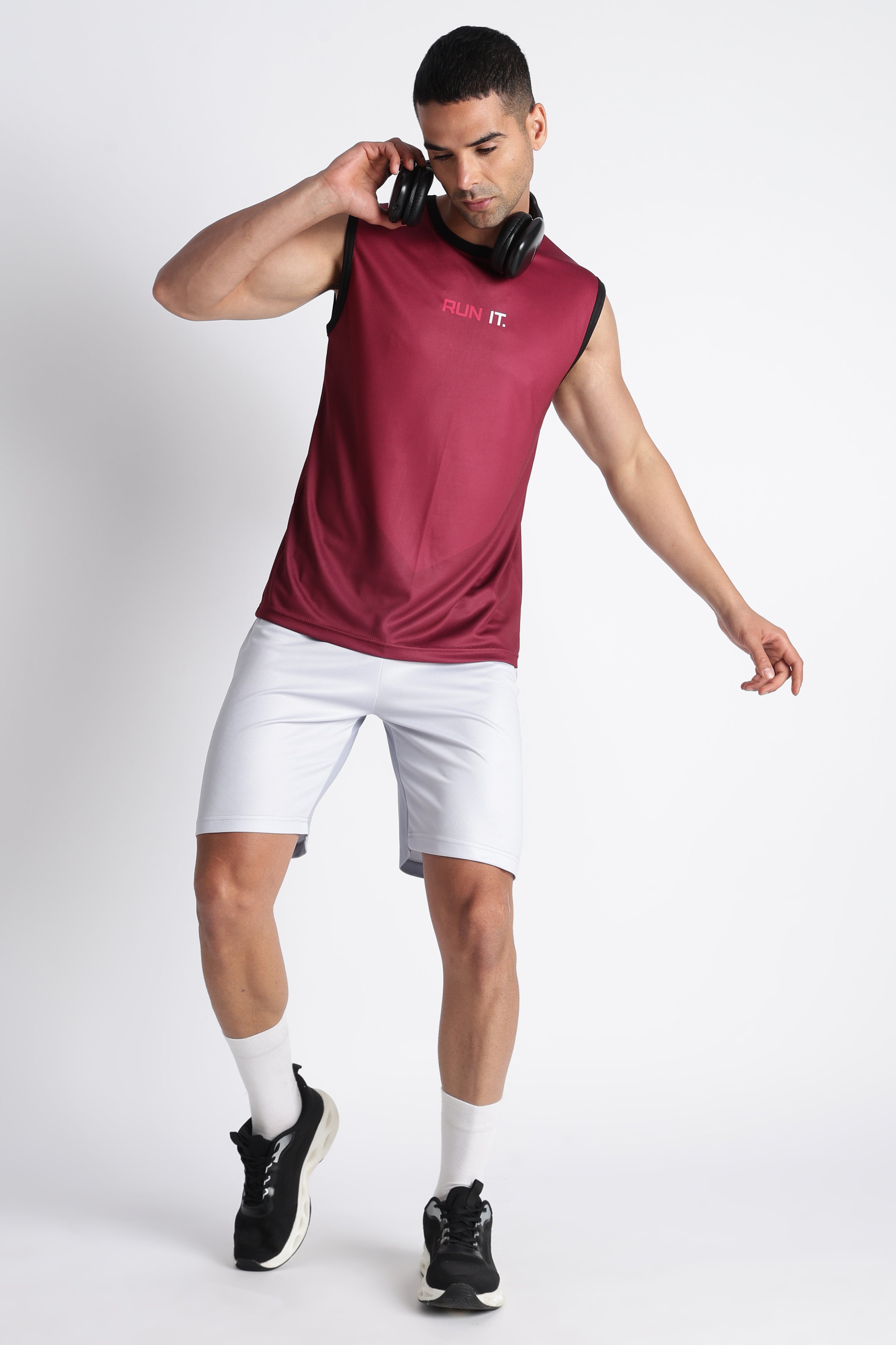 Maroon RUN IT Tank Top | Men’s Gym Workout Sleeveless Tee